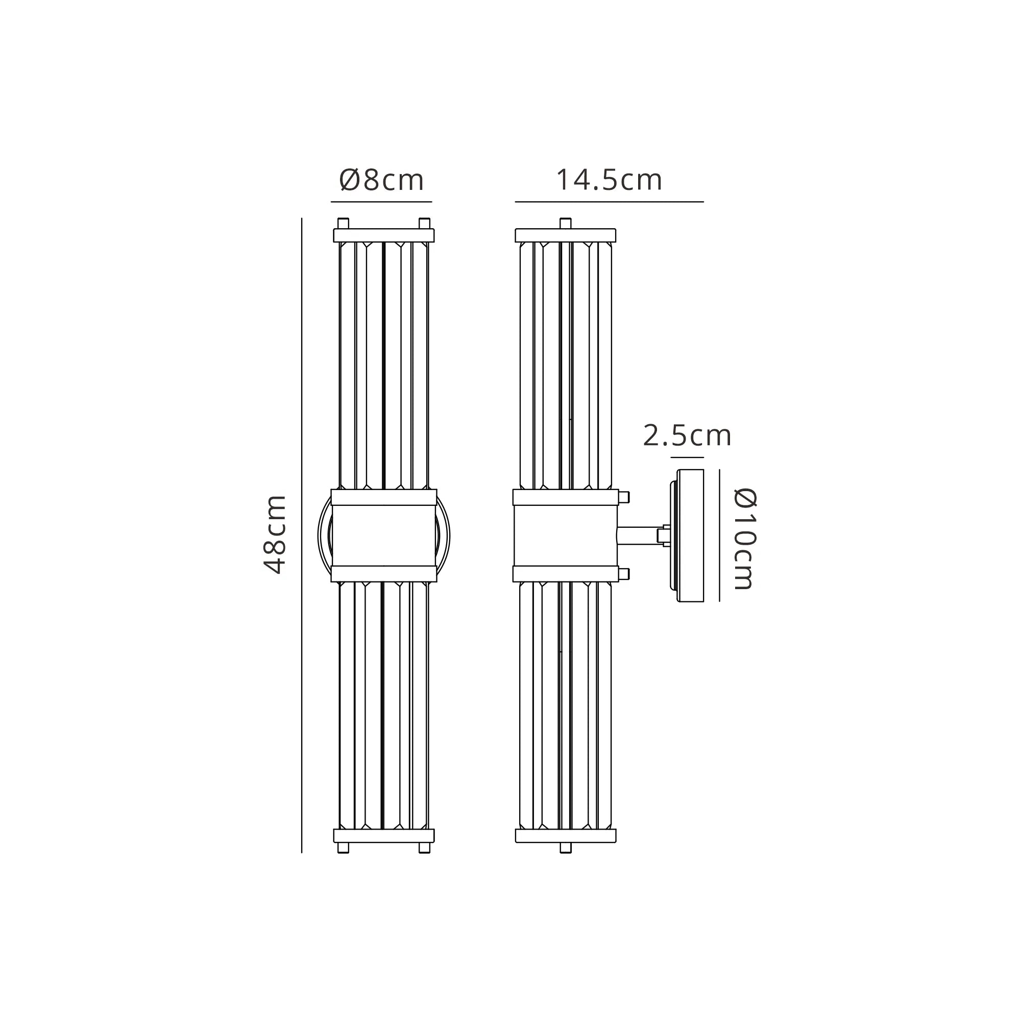 Alura 2 Light Crystal Wall Up & Down, E14, IP44, Satin Black/Clear Crystal
