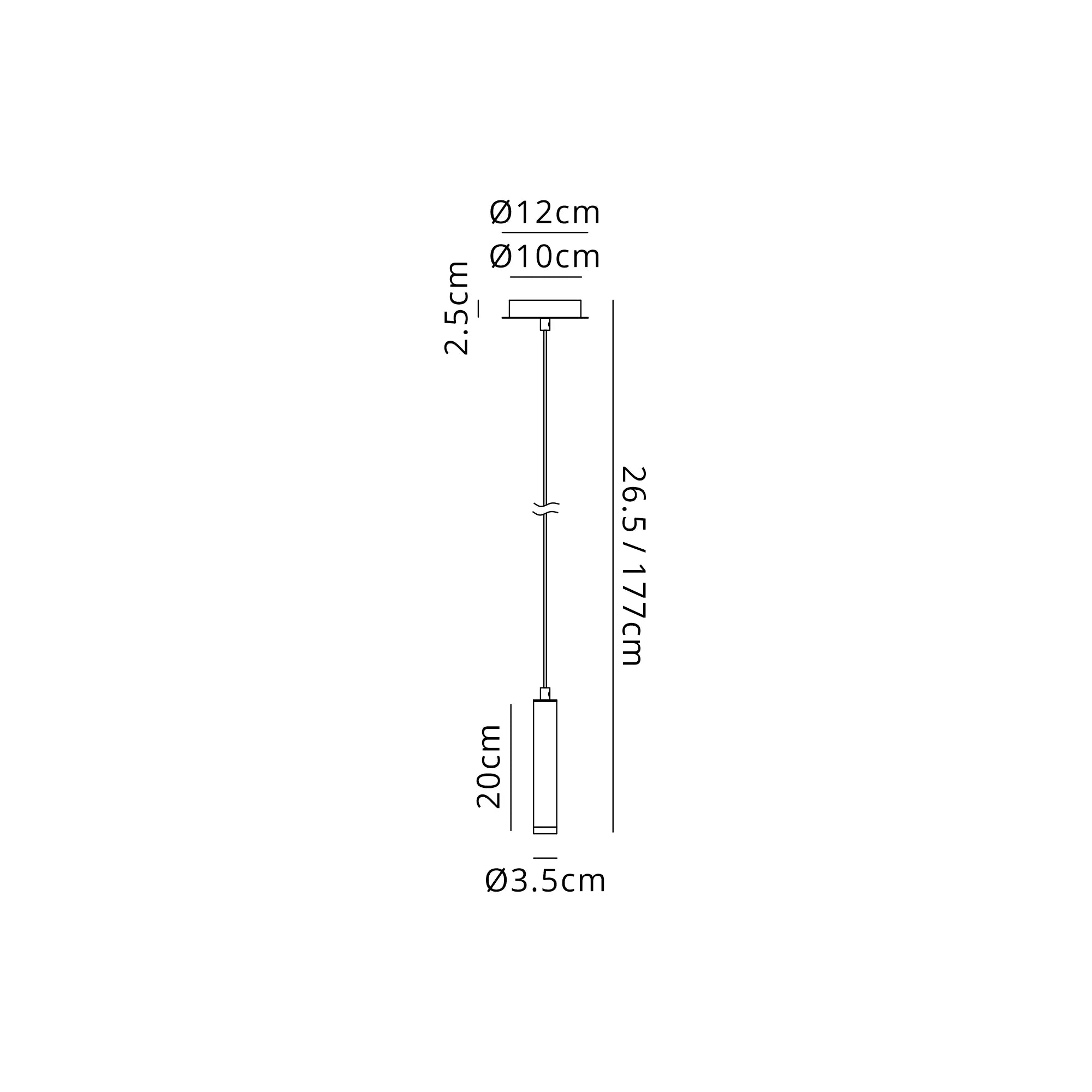 Segal IP44 Light Pendant With Tube - Various Sizes and Colours