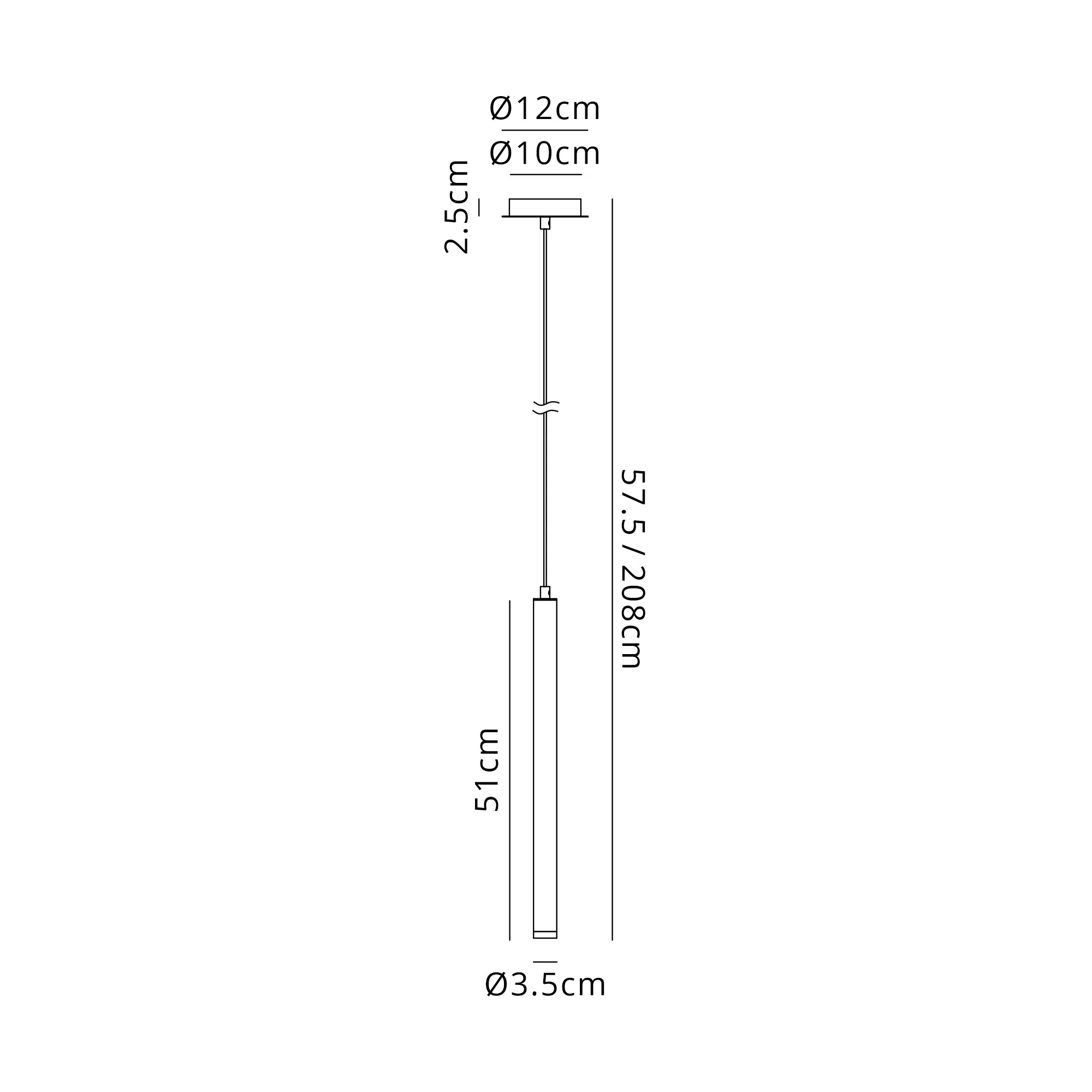 Segal IP44 Light Pendant With Tube - Various Sizes and Colours