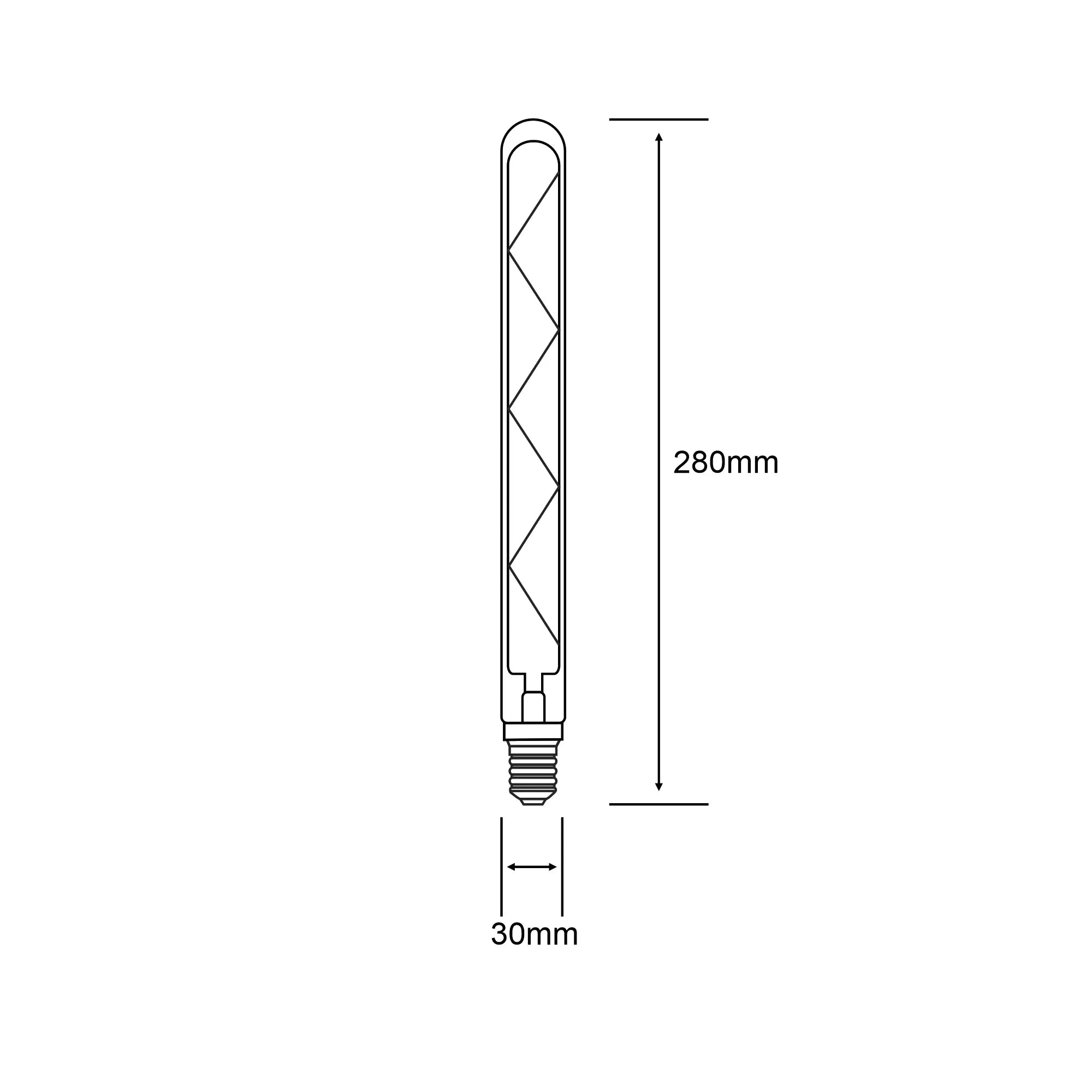 Classic Deco LED 280mm Tubular Z E14 Dimmable 6W 2700K Warm White, 500lm, Clear Glass