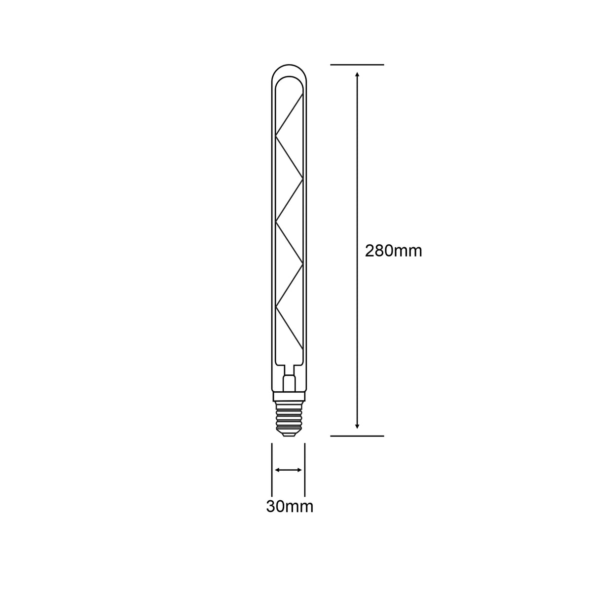 Classic Deco LED 280mm Tubular Z E14 Dimmable 6W 2700K Warm White, 500lm, Clear Glass