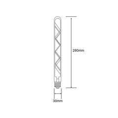 LED 280mm Tubular E27 Dimmable 6W 1800K Extra Warm White, 500lm, Gold Finish