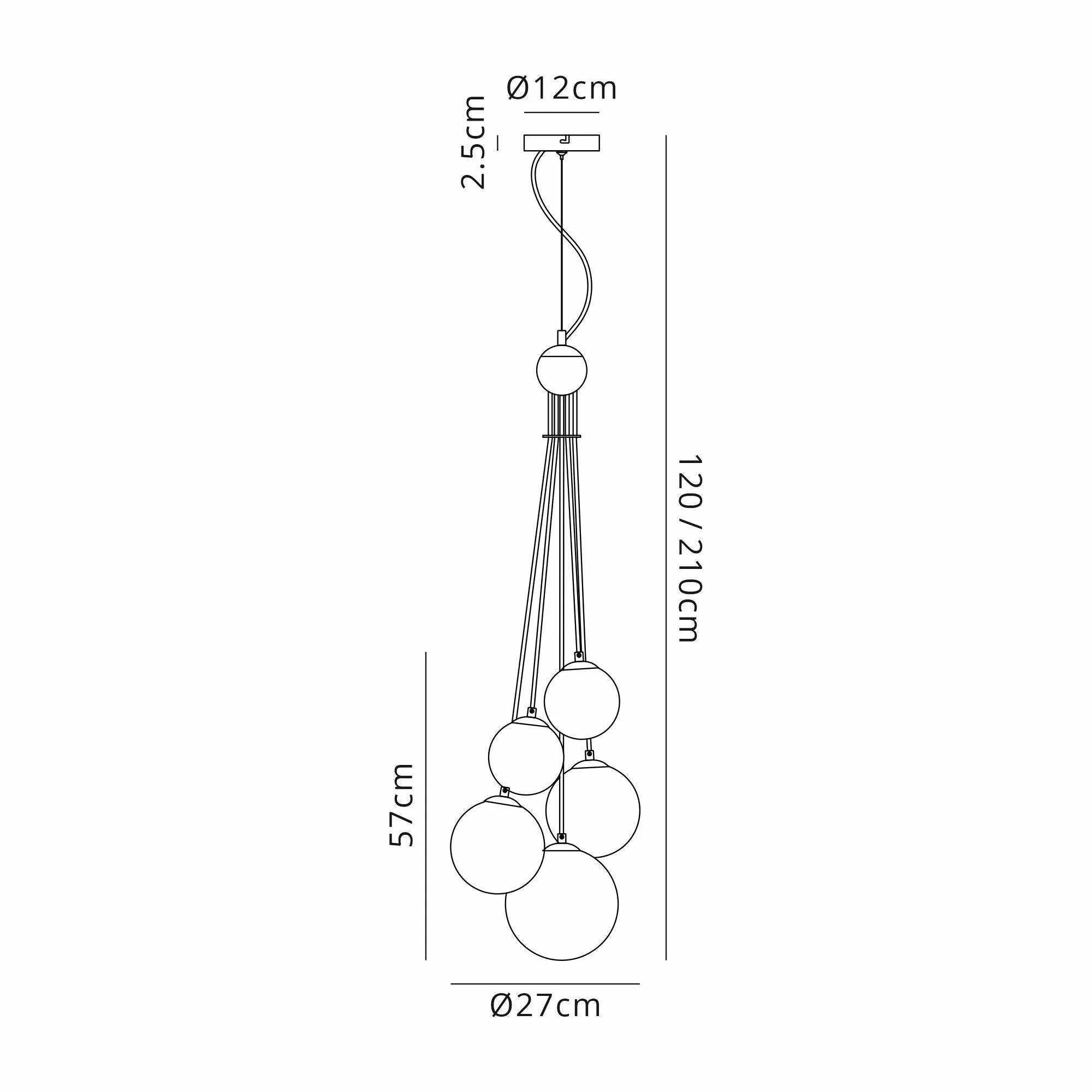 Seville 5 Light Cluster Pendant G9