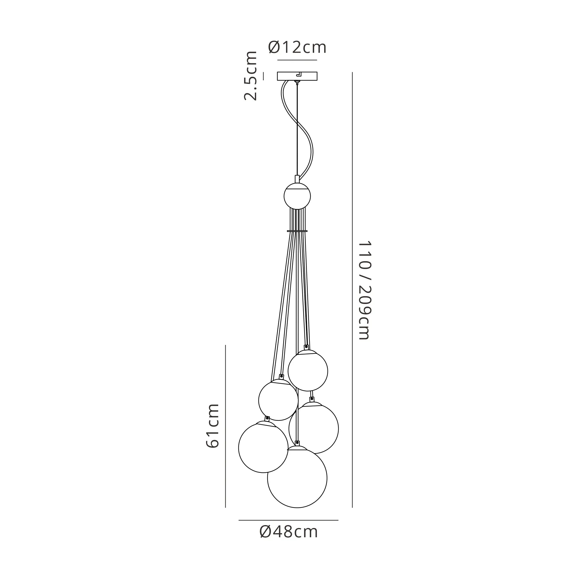 Seville 5 Light Cluster Pendant G9