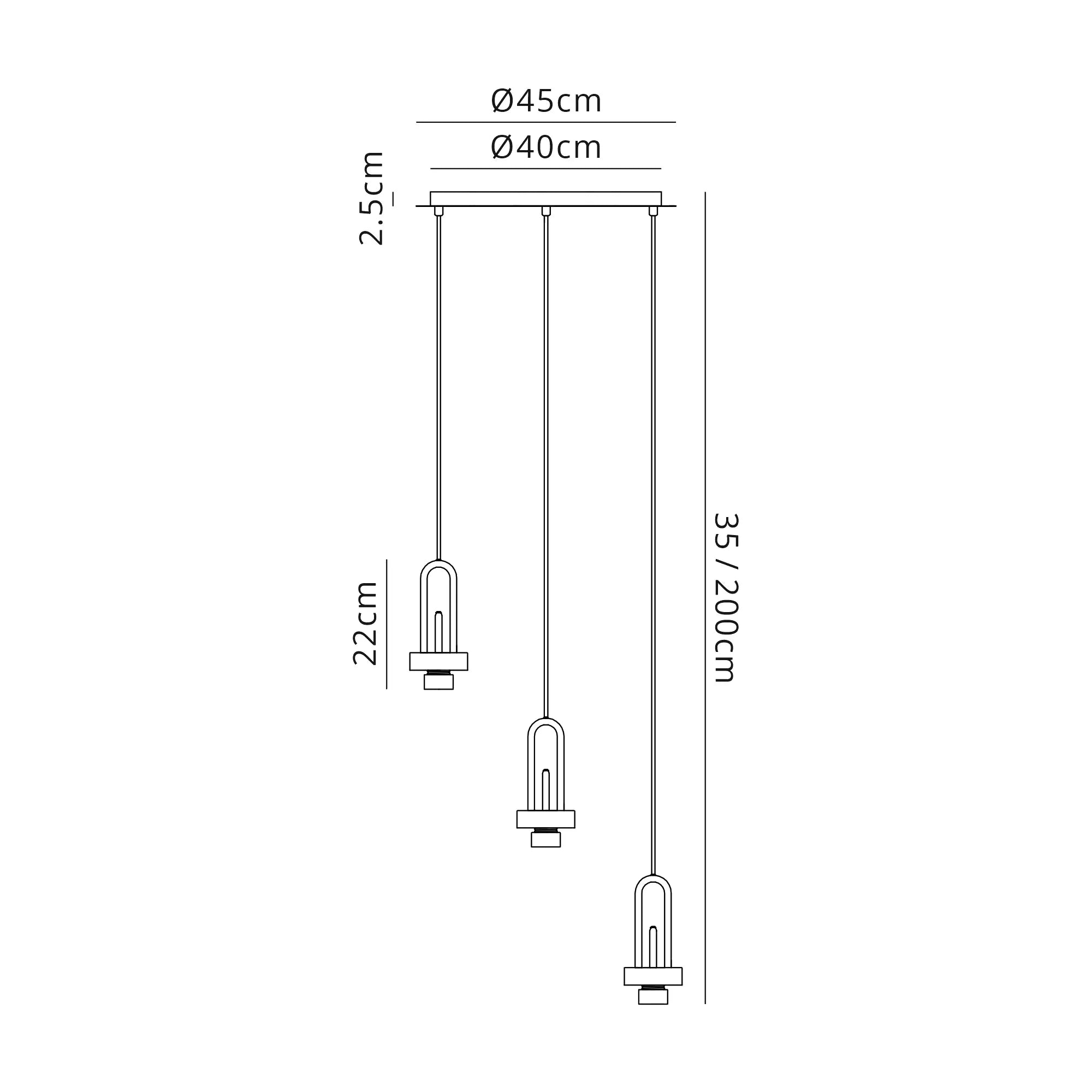 Cadiz 3 Light Cluster Pendant