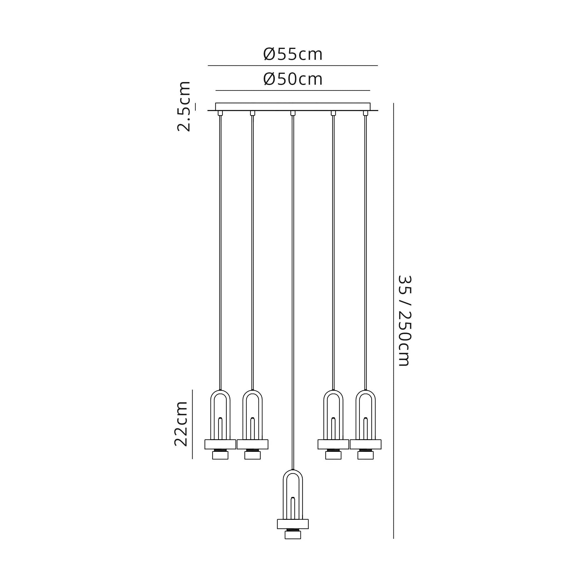 Cadiz 5 Light Cluster Pendant