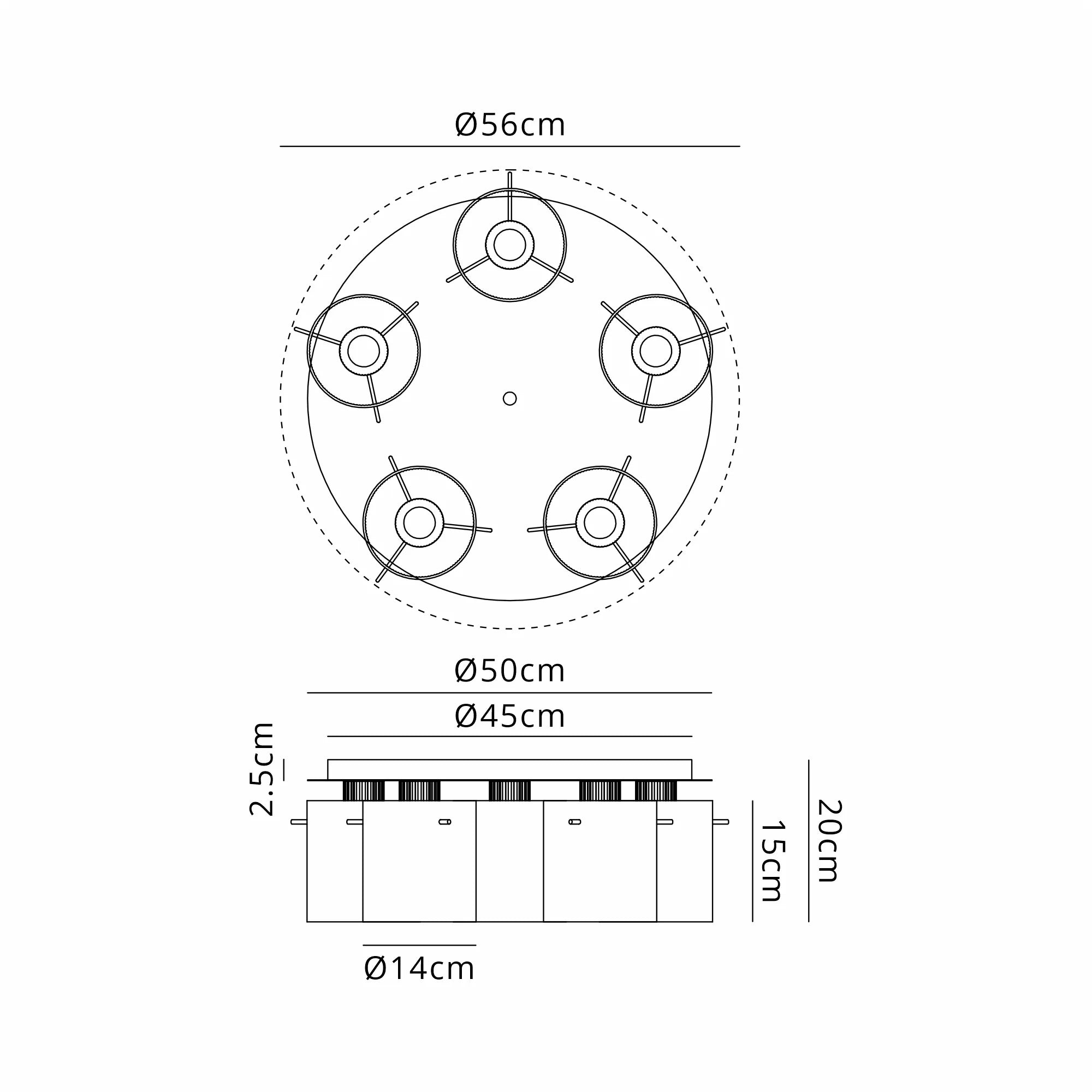 Hailey Ribbed Ceiling Flush, 5 Light Flush Fitting E27, Narrow Line Glass- Various Finishes