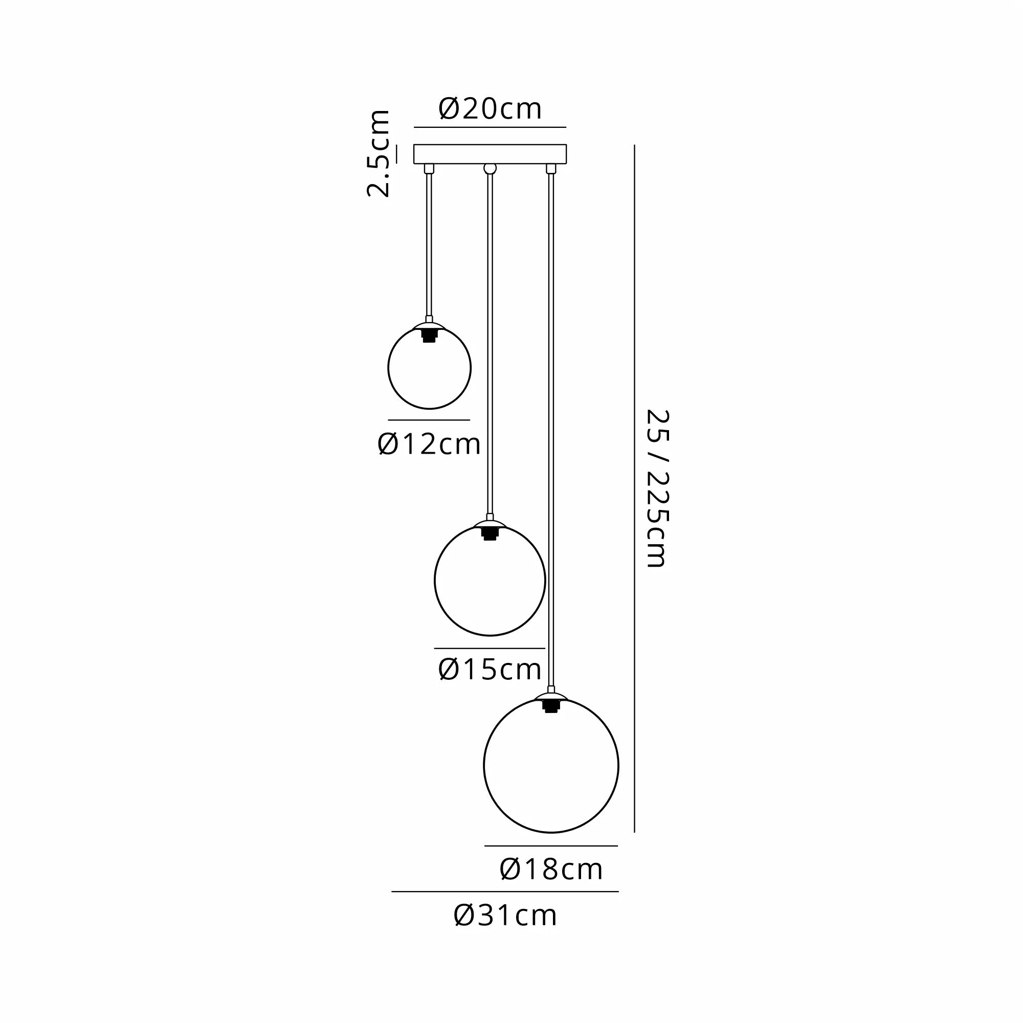Seville 31cm Round Pendant, 3 x G9