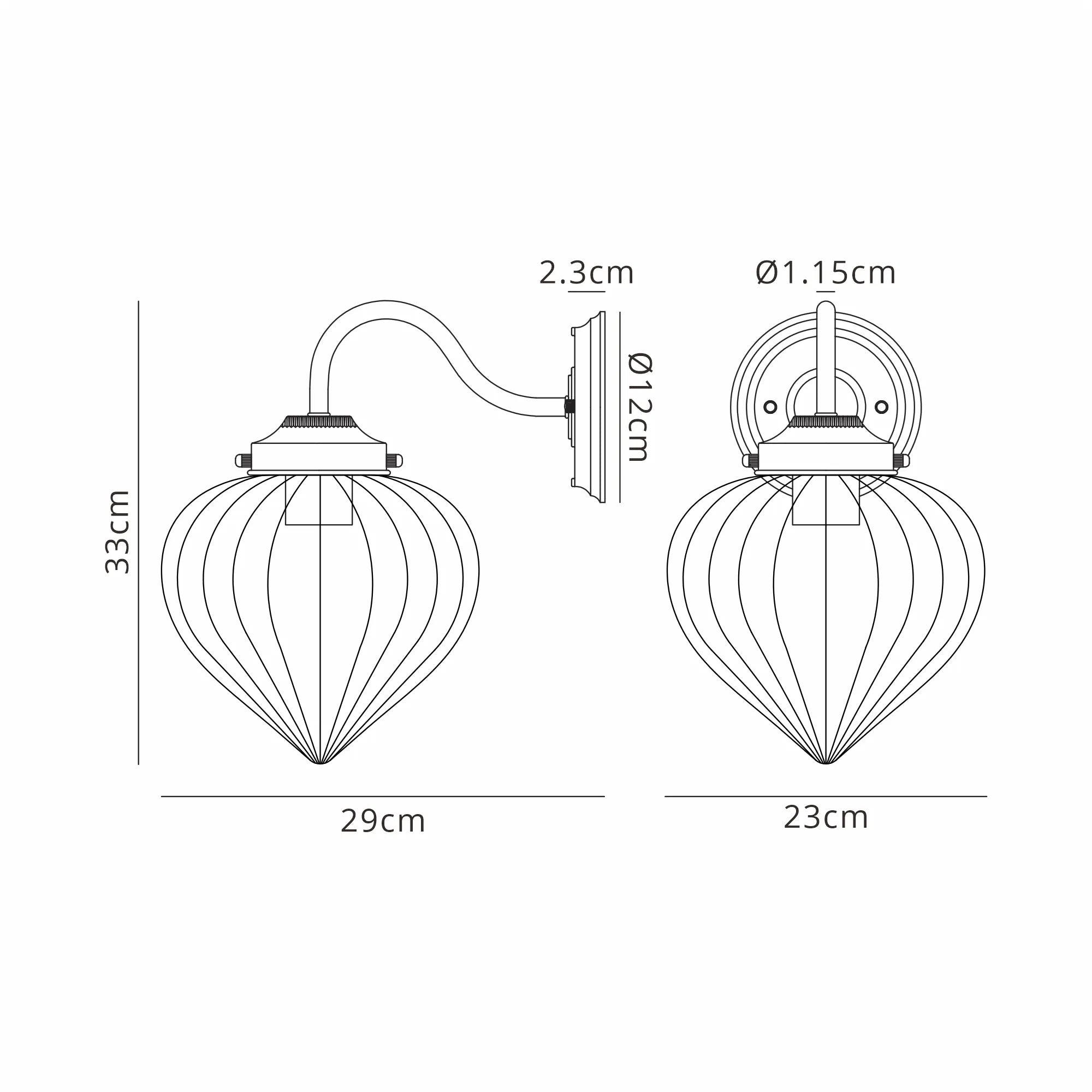 Flora 1Lt Wall Light - Various Colours