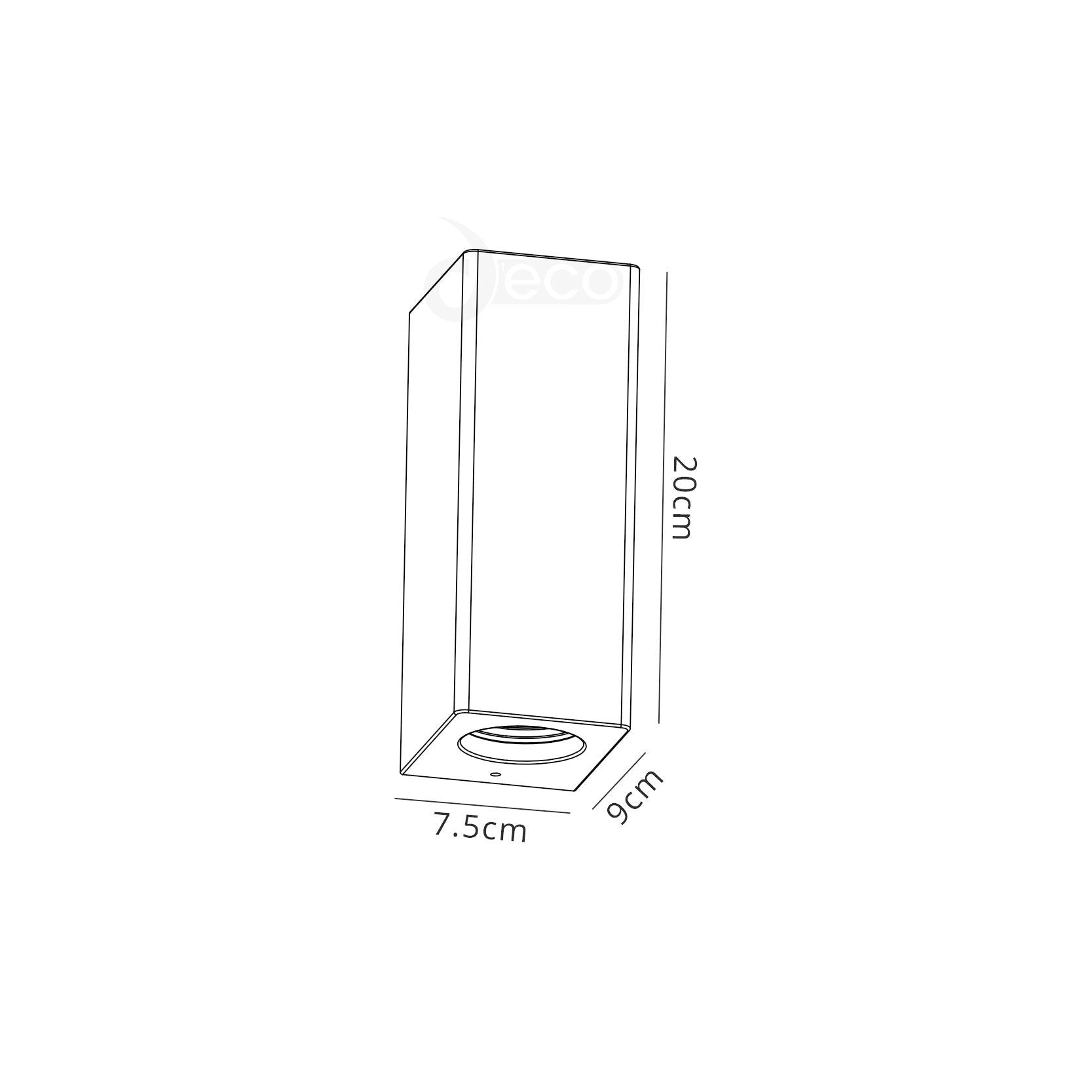 Alina Rectangular/Cylinder Up & Down Wall Lamp, 2 x GU10, White Paintable Gypsum
