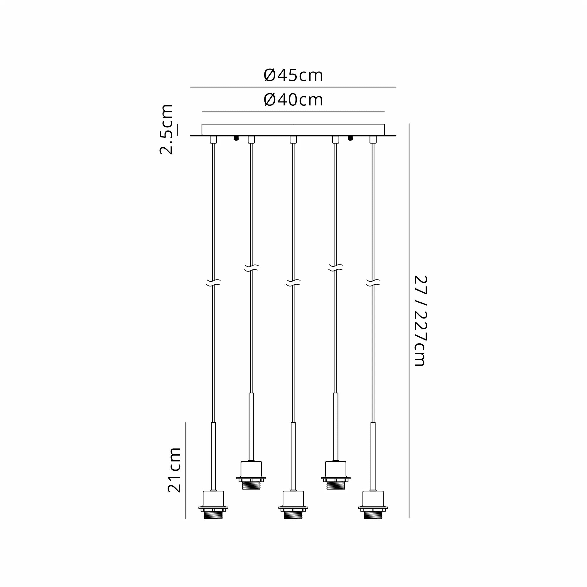 Lori 5 Light Cluster Pendant, Adjustable E27