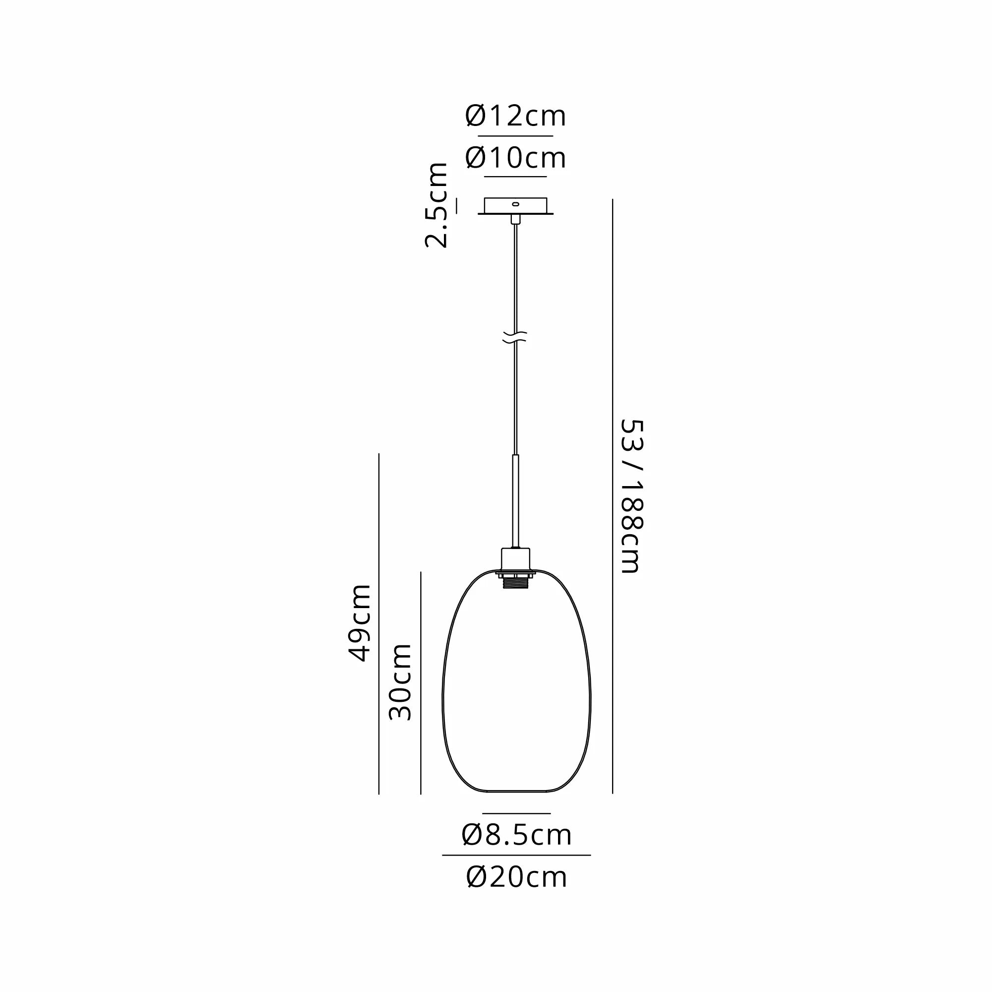 Lori 1.7m Single Pendant, 1 Light Adjustable E27- Antique Gold w Various Finishes