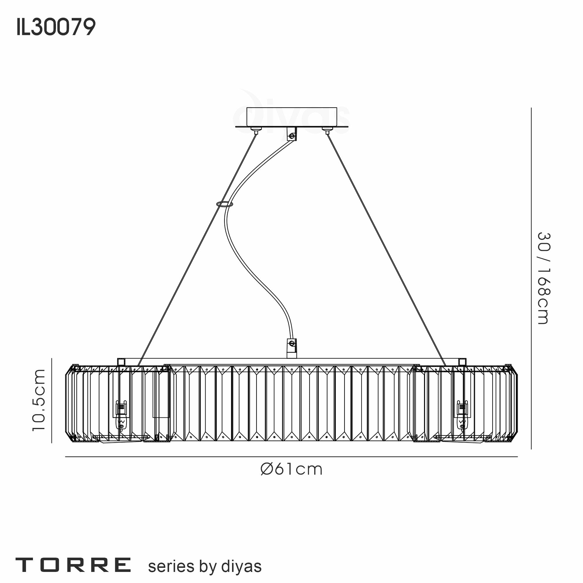 Torre 5/9/10Lt Polished Chrome/Crystal Pendant