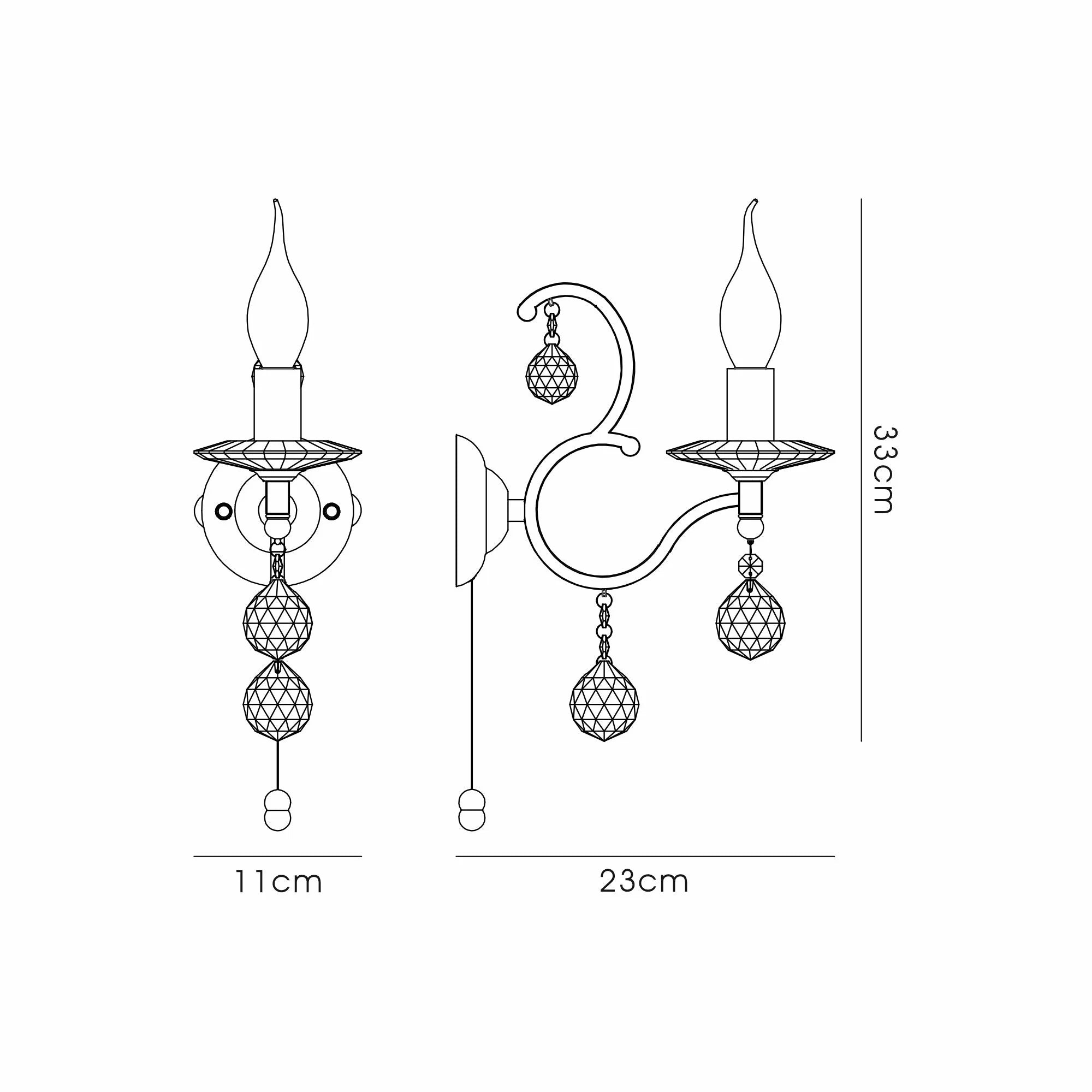 Zinta 1/2Lt Wall Lamp E14 Switched- Various Finishes