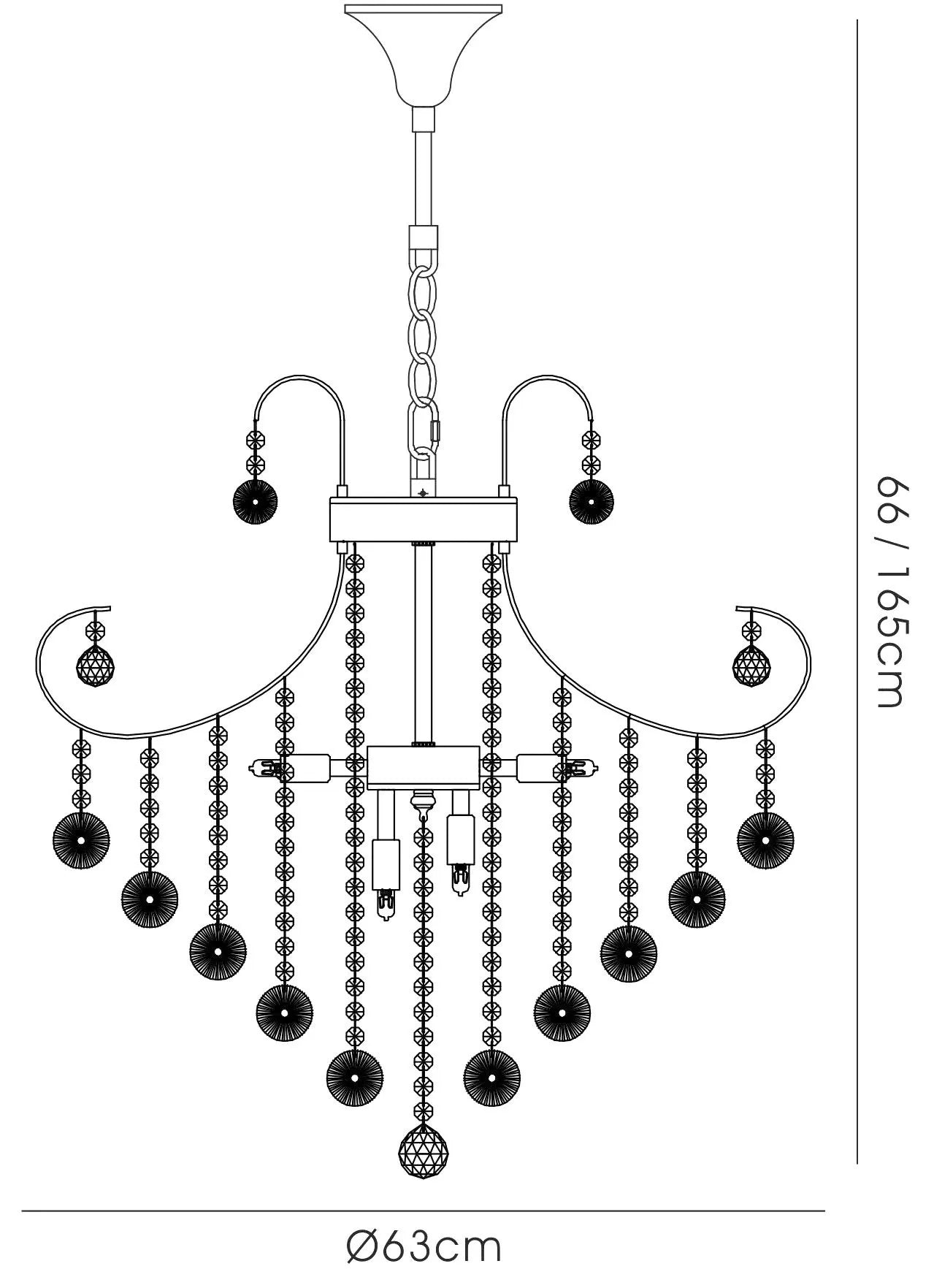 Rosina 7lt 63cm Chandelier-  French Gold/Crystal & Polished Chrome