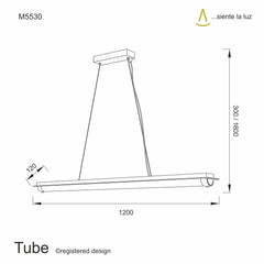 Tube Crystal Linear Pendant - Chrome/Sand Diamond