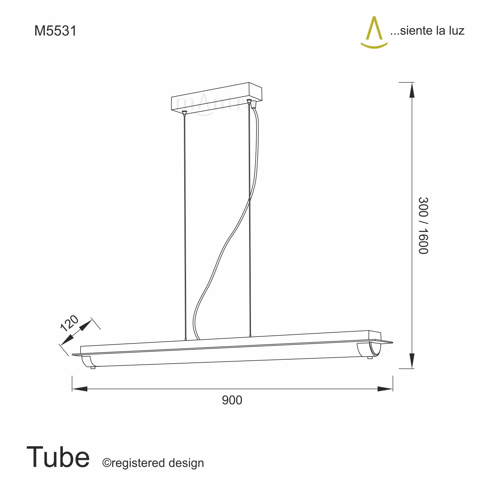 Tube Crystal Linear Pendant - Chrome/Sand Diamond