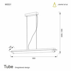 Tube Crystal Linear Pendant - Chrome/Sand Diamond
