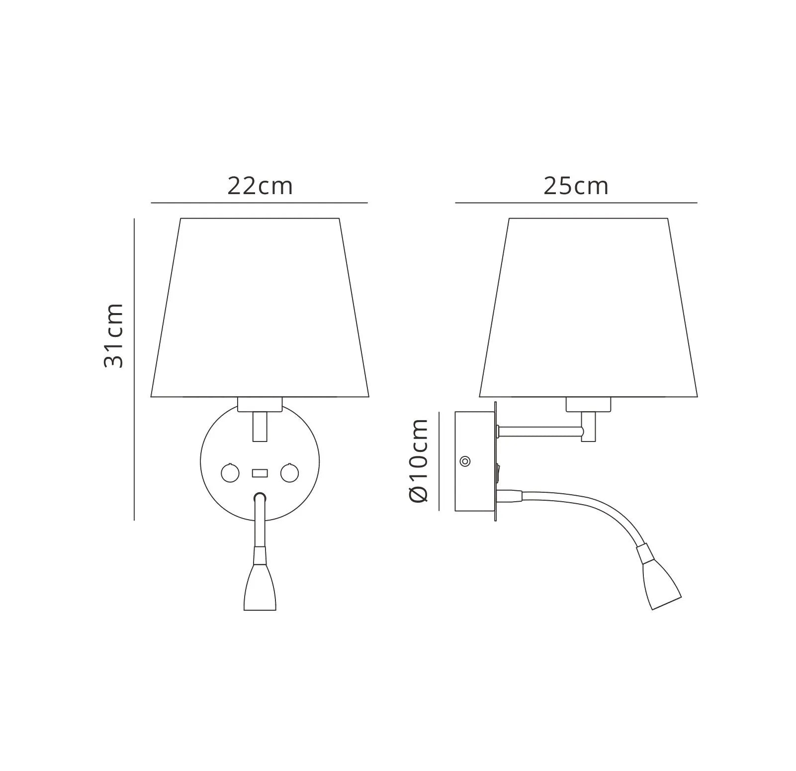Caicos USB Charger Reading Light - Various Colours