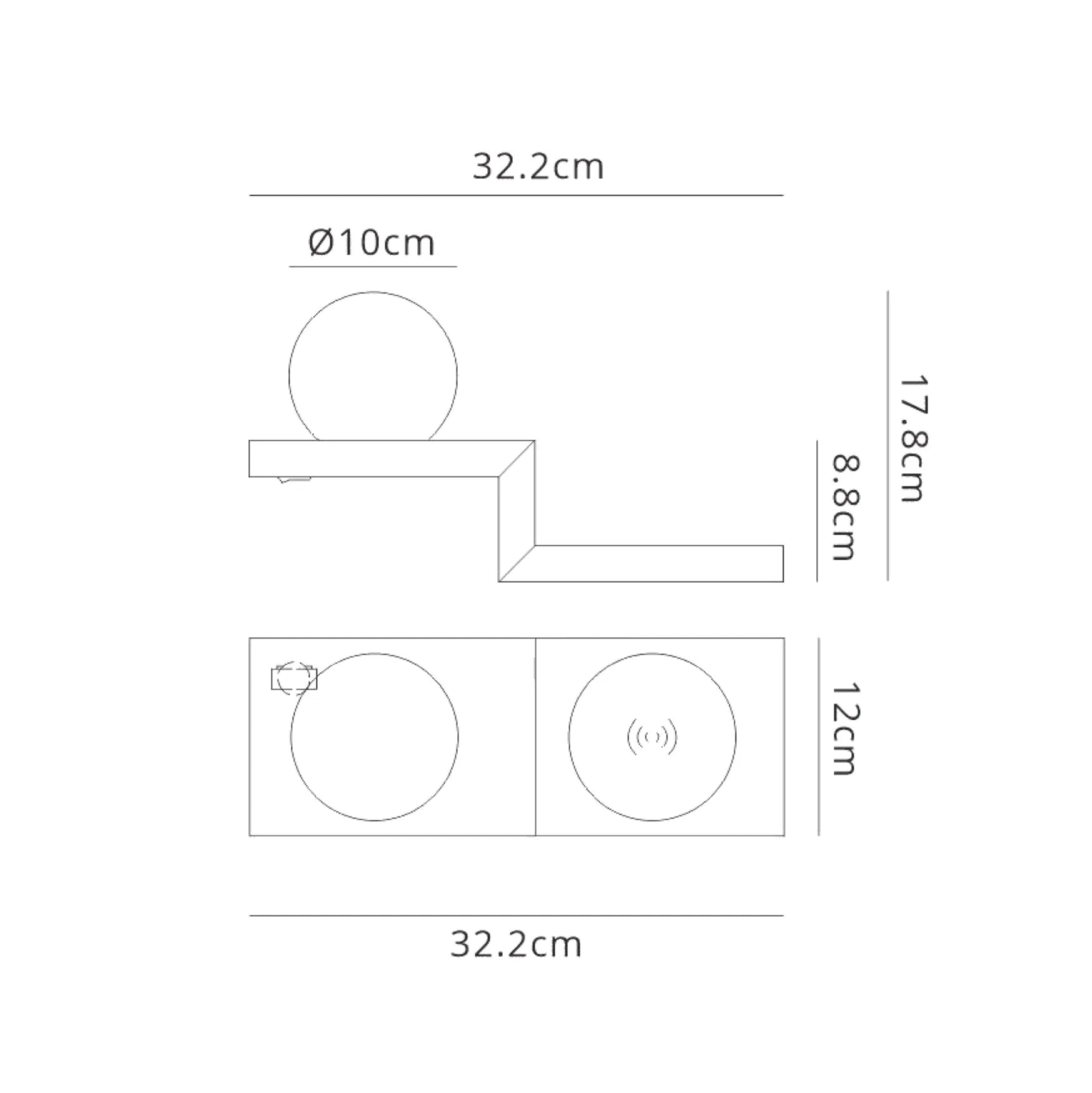 Zanzibar Wireless Charger Wall Light - Black/White
