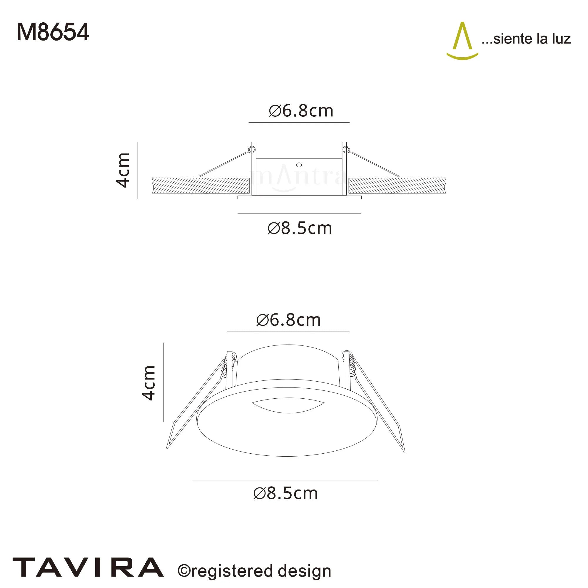 Tavira Recessed Spotlight Round/Square GU10 IP54 - White/Black