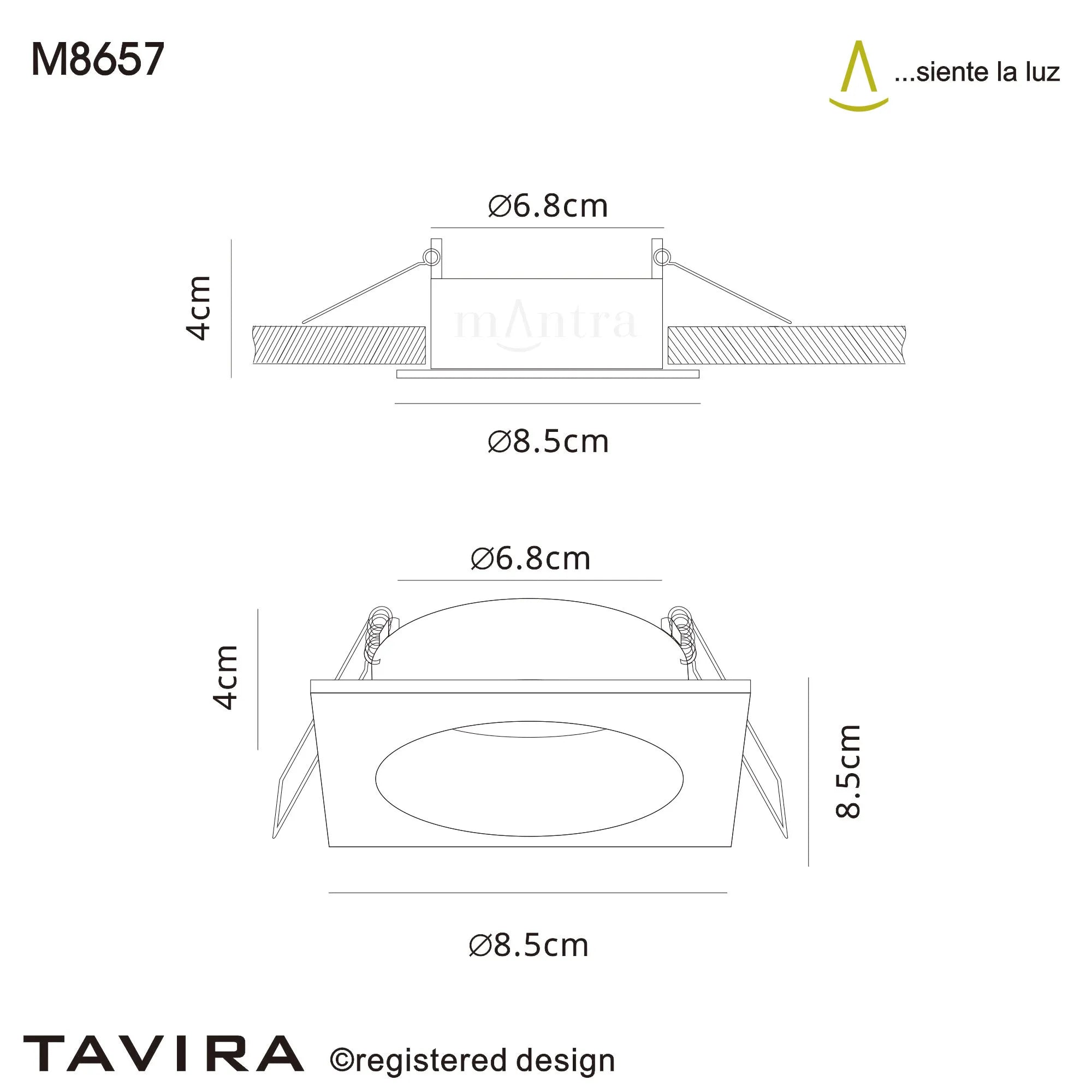 Tavira Recessed Spotlight Round/Square GU10 IP54 - White/Black