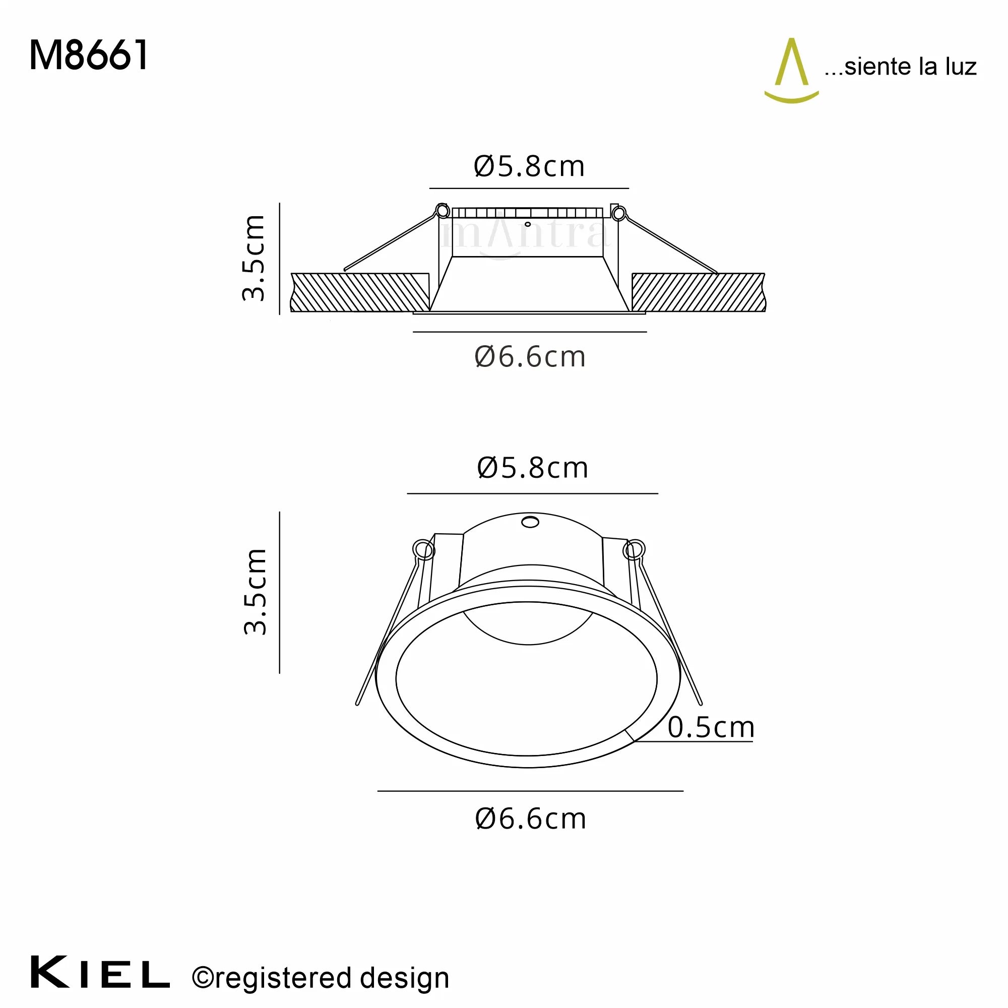 Kiel Recessed Spotlight IP54 - White/Black