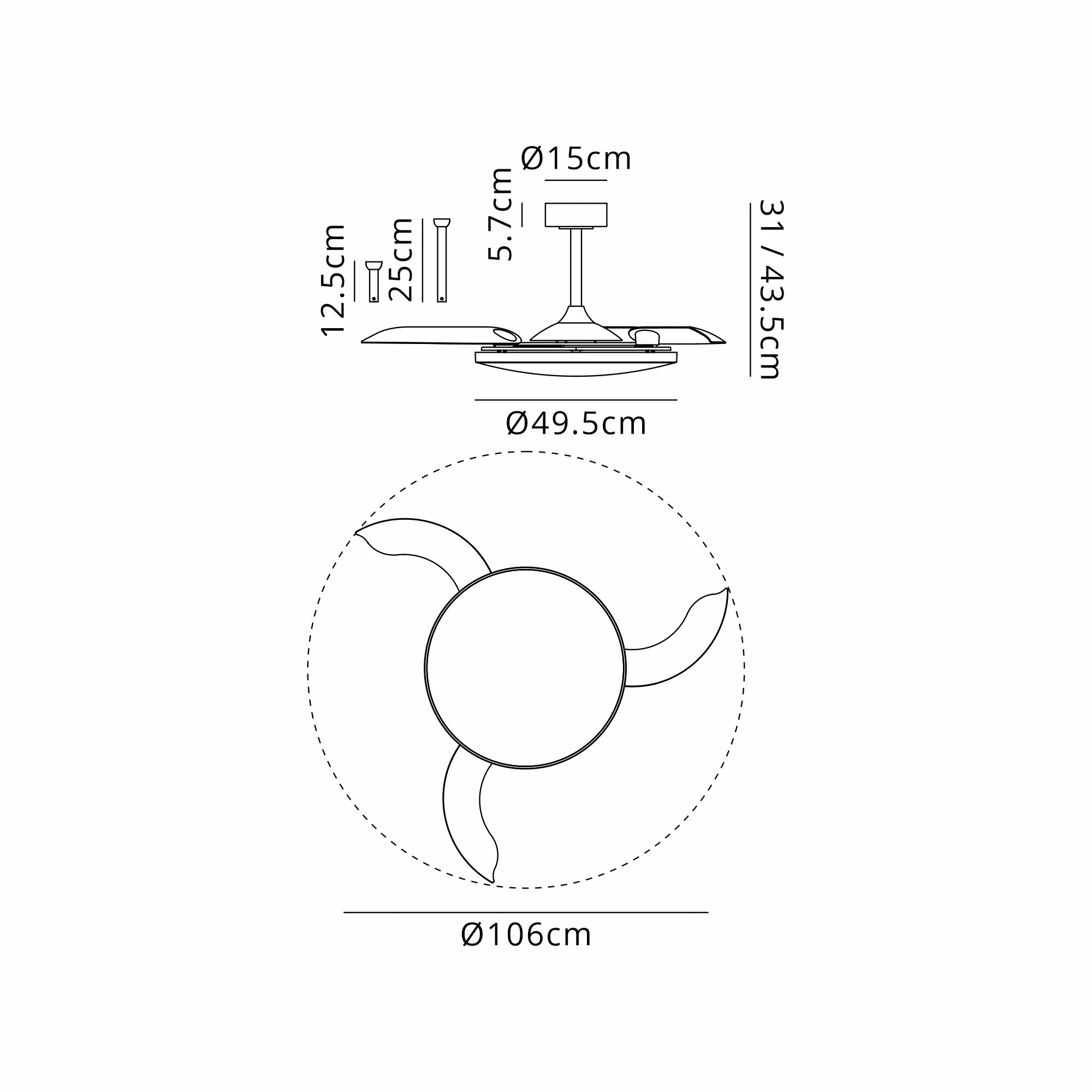 Slim LED Light Fan w/ Remote Control - Various Colours