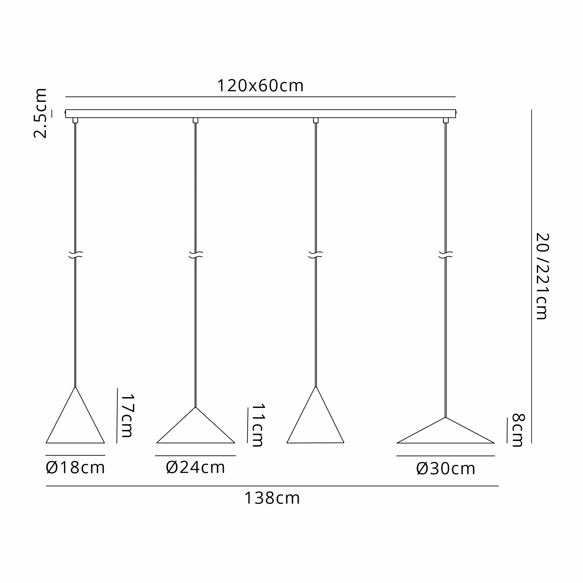 Cono 4Lt  20W LED Linear Pendant