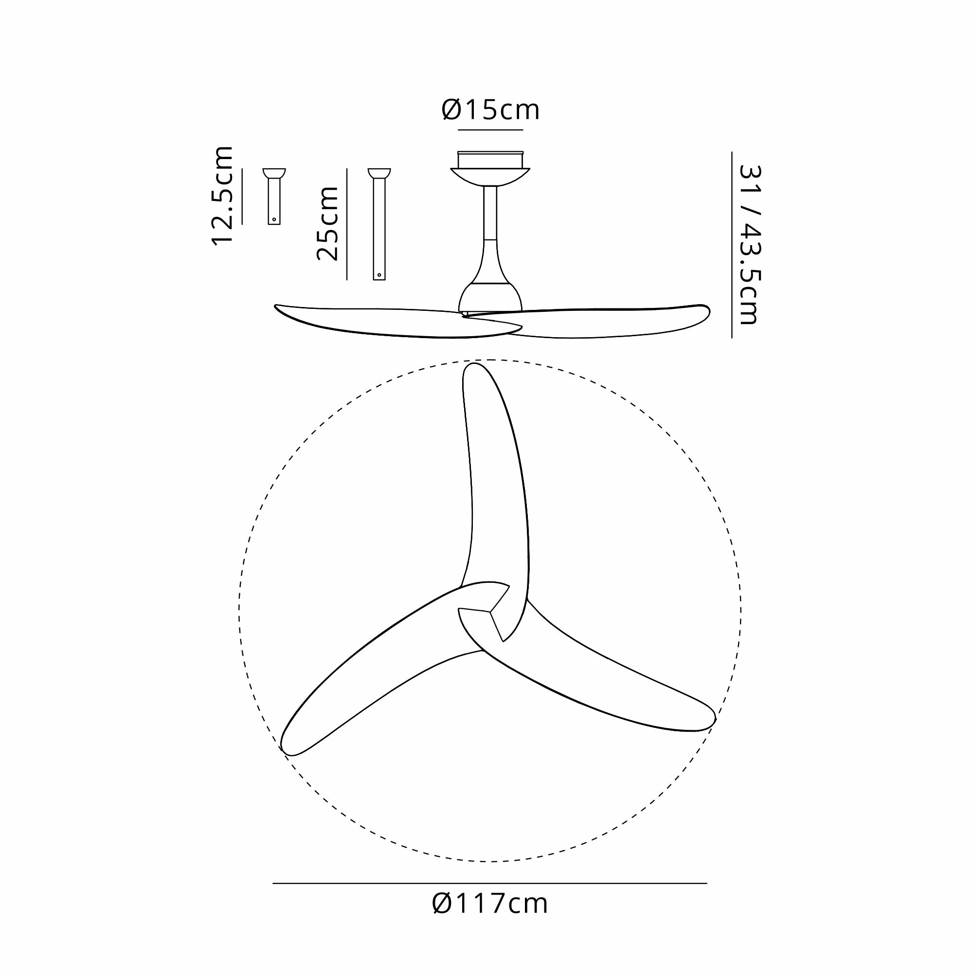 Ipanema IP44 1.2m 32W DC Fan With Remote Control- Various Finishes