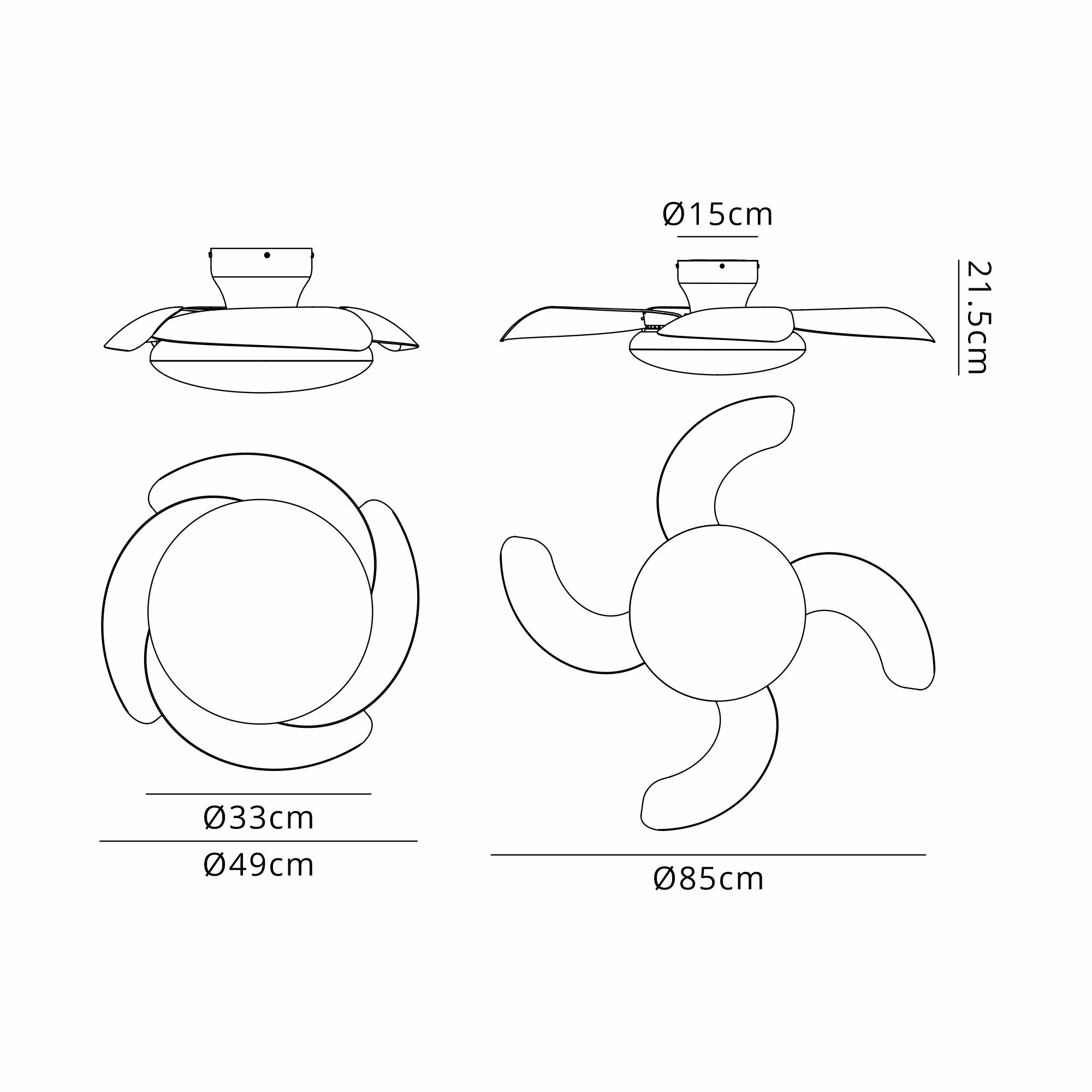 Aloha II 49cm LED Dimmable Ceiling Light With Built-In DC Fan- Wood/ White Finishes