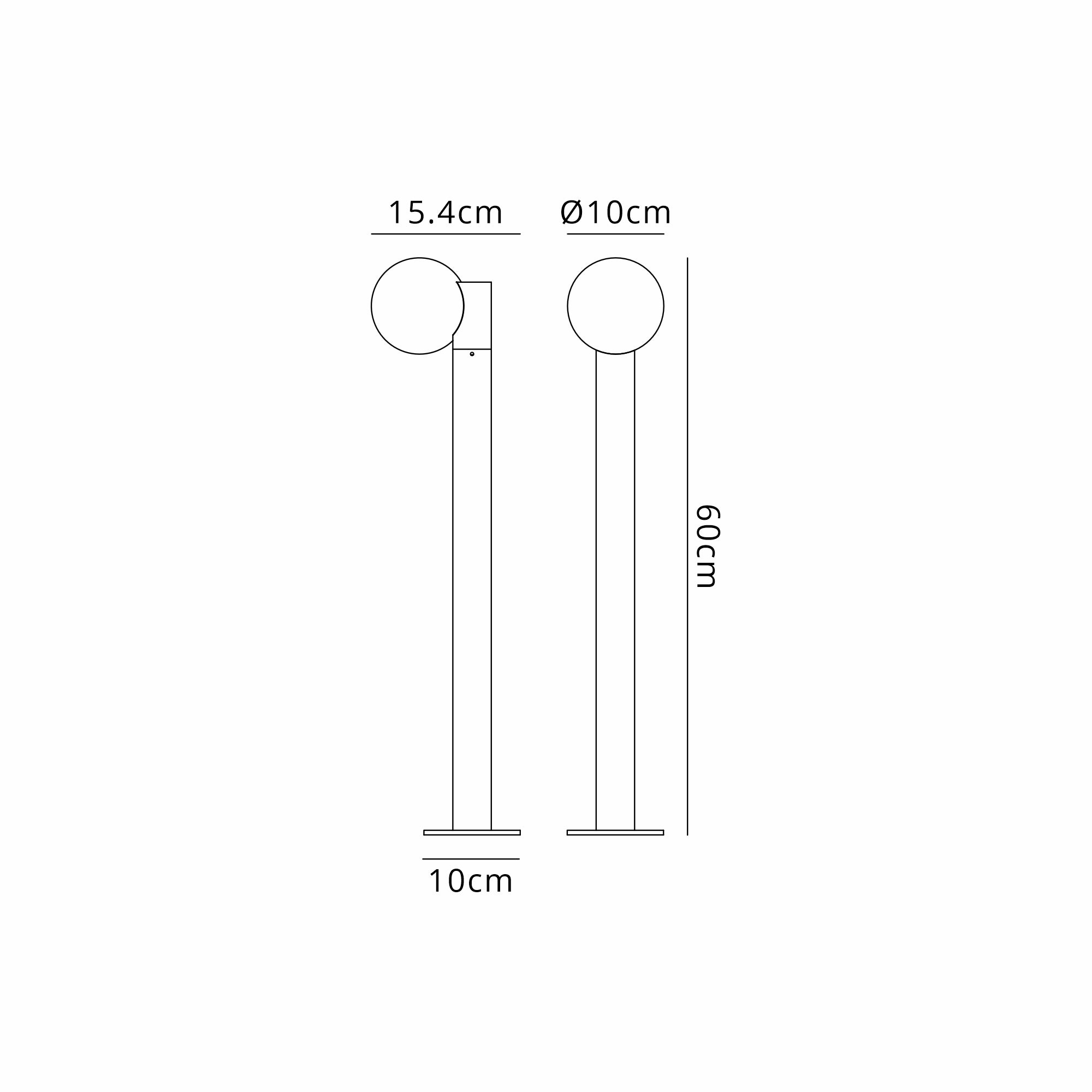 Interlaken 60cm Bollard- Black