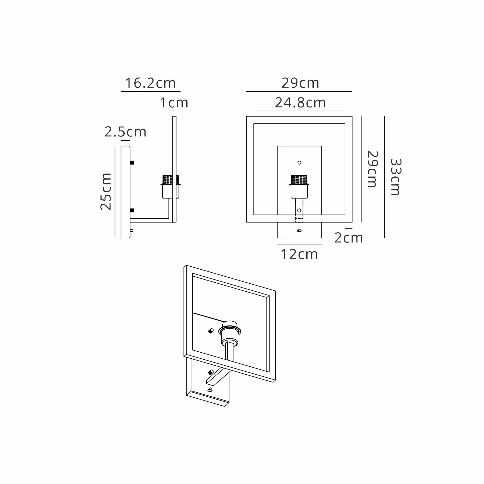 Braxton Wall Lamp Switched (FRAME ONLY) Without Shade, 1 Light E27