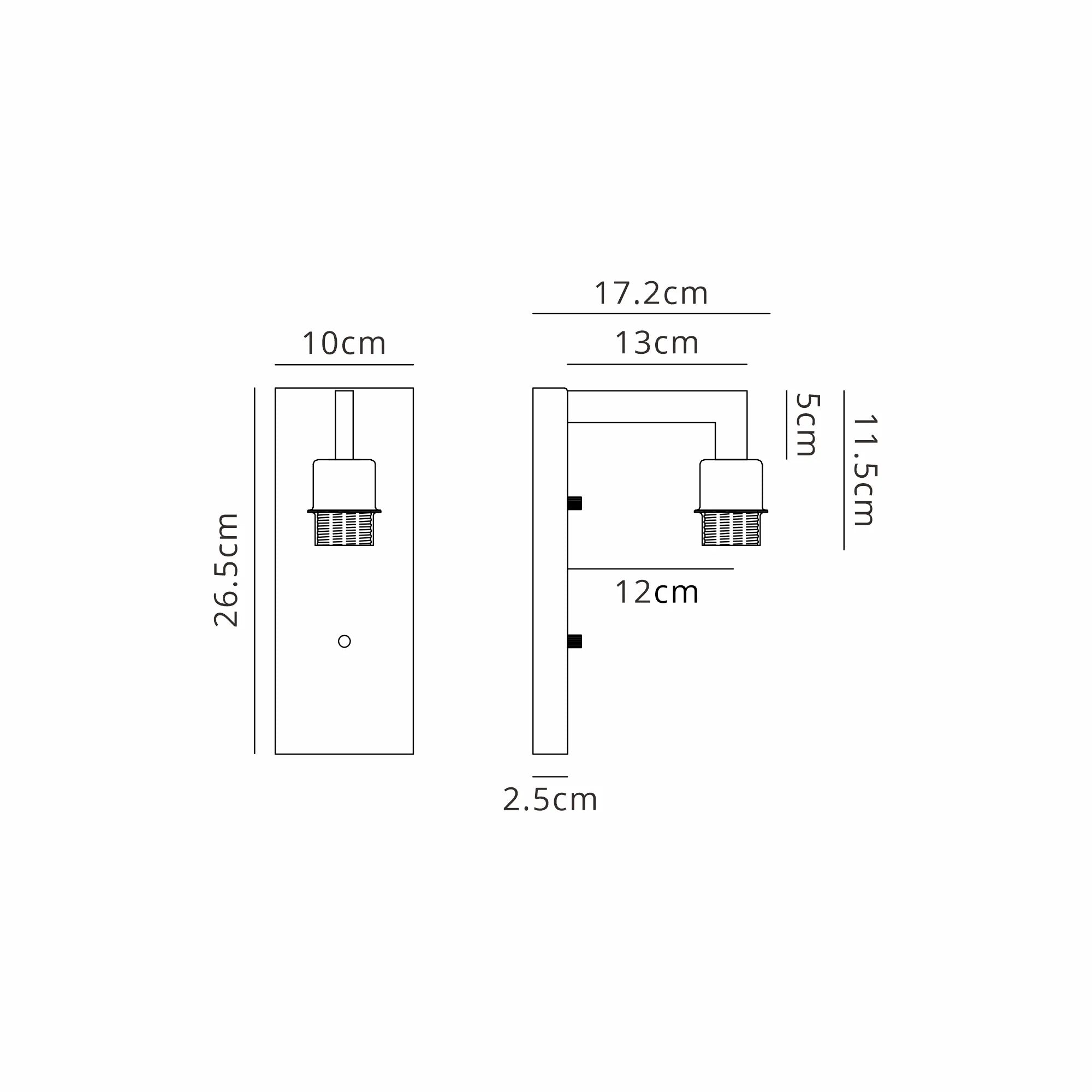 Braxton Wall Lamp Over Arm Without Shade, 1 Light E27