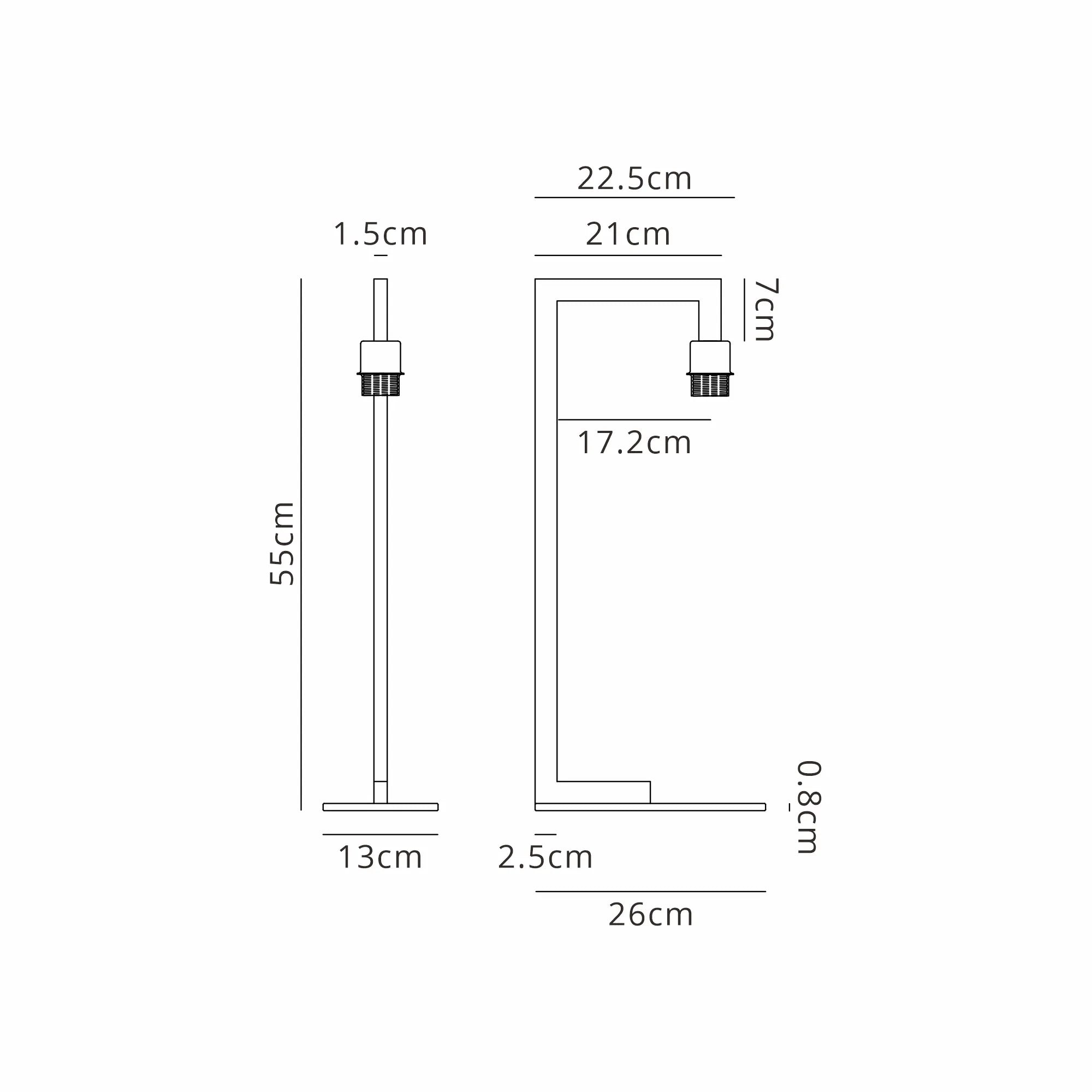 Braxton Table Lamp Over Arm Without Shade, 1 Light E27