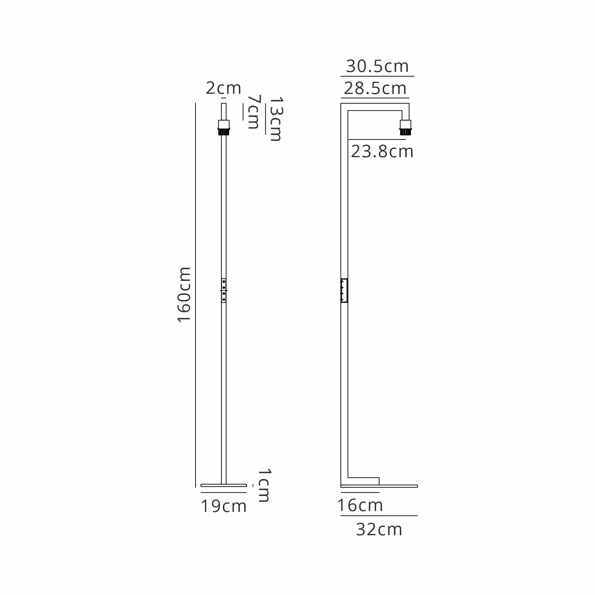 Braxton Floor Lamp Over Arm Without Shade, 1 Light E27