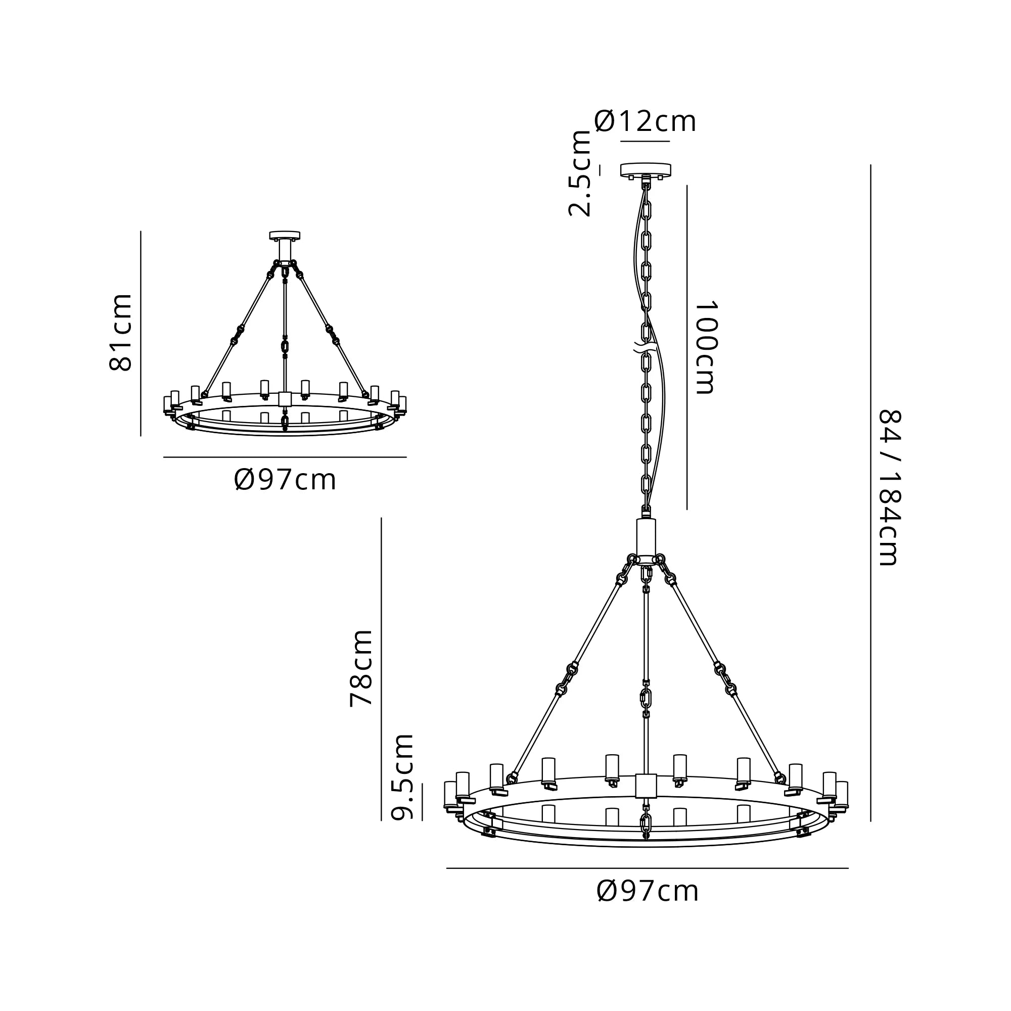 Blare 3 Tier 42/54 Light Chandelier- Various Finishes