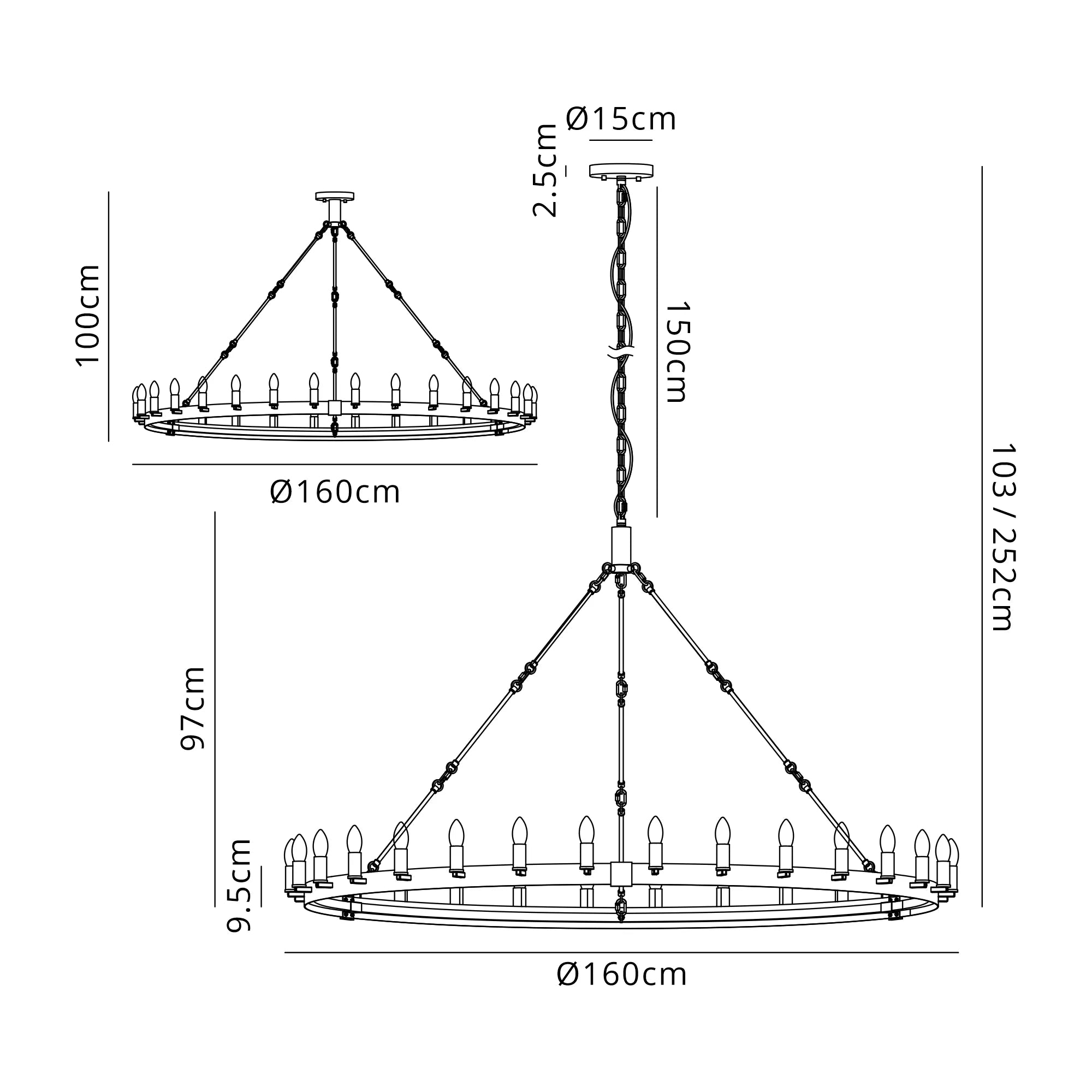 Blare 24Lt/30Lt Chandelier - Various Finishes