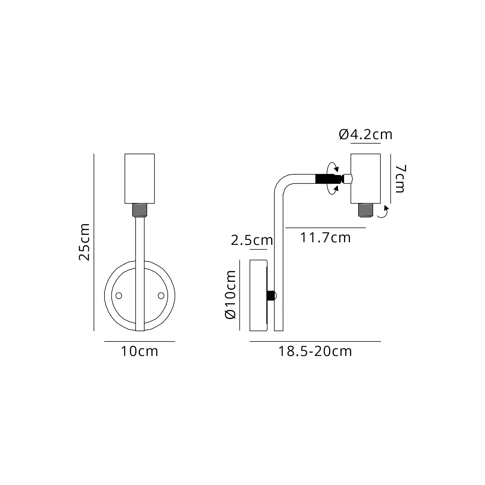 Brantley Wall Light Adjustable Arm- Various Finishes