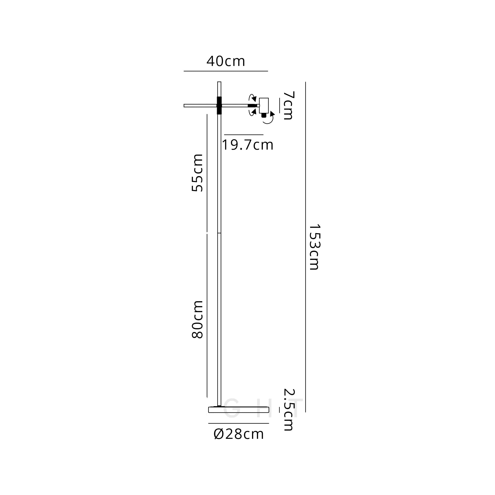 Brantley Floor Light Adjustable Arm 1 Light G9- Various Finishes