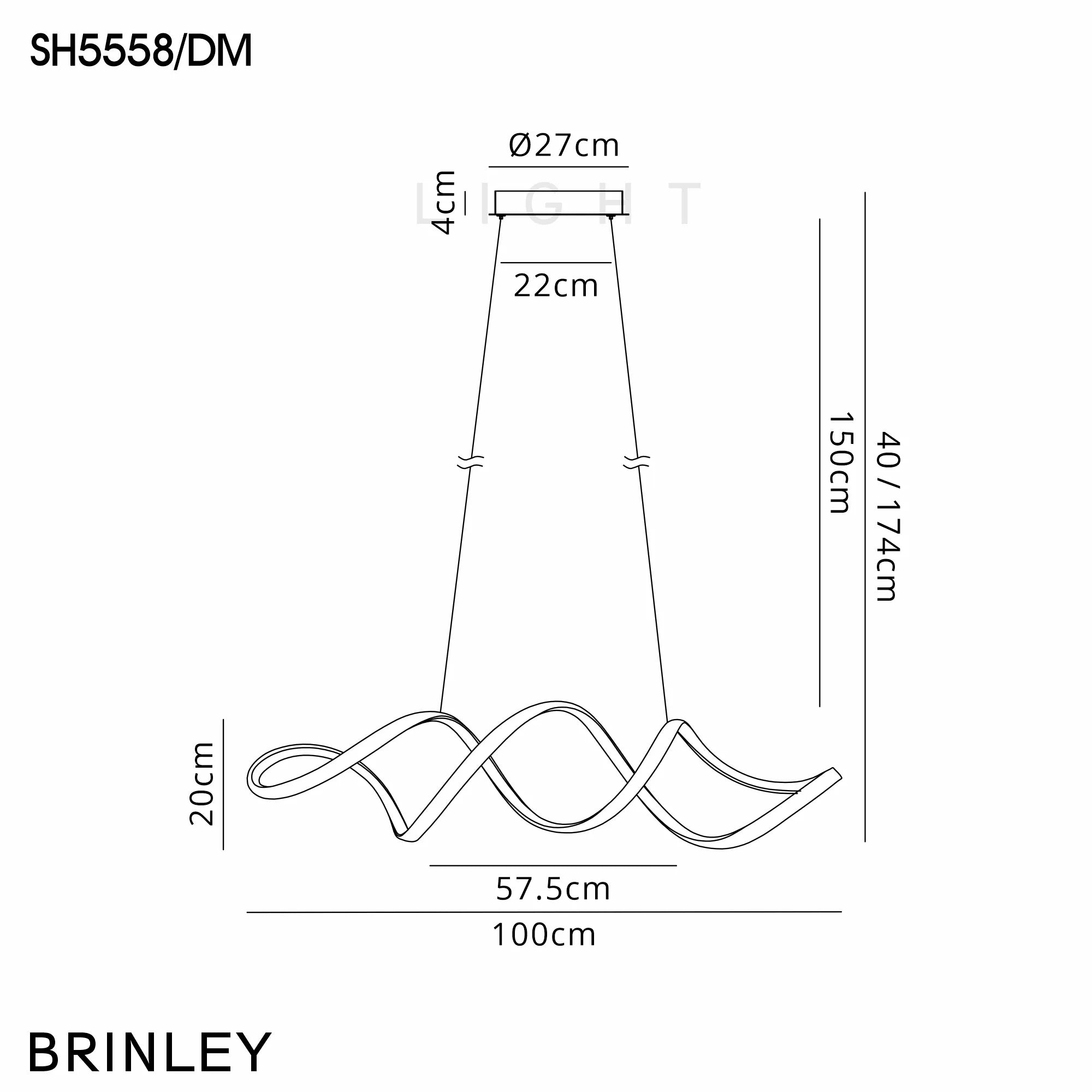 Berte 1m Triac LED Dimmable Wave Pendant