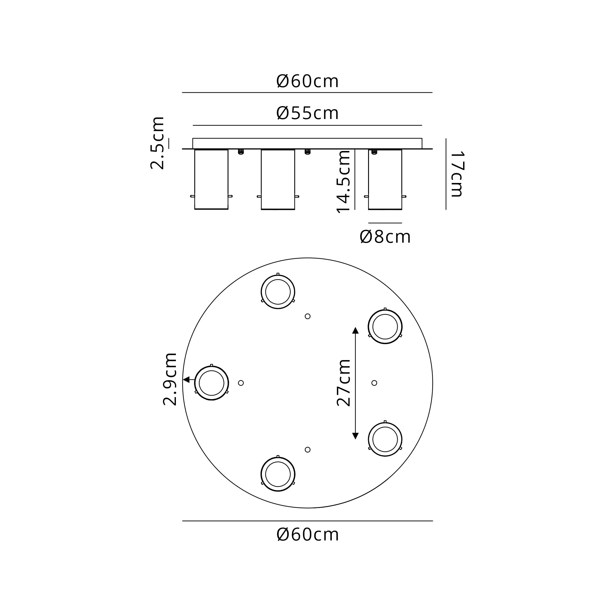 Camden 5Lt Round Ceiling Light- Various Sizes & Colors