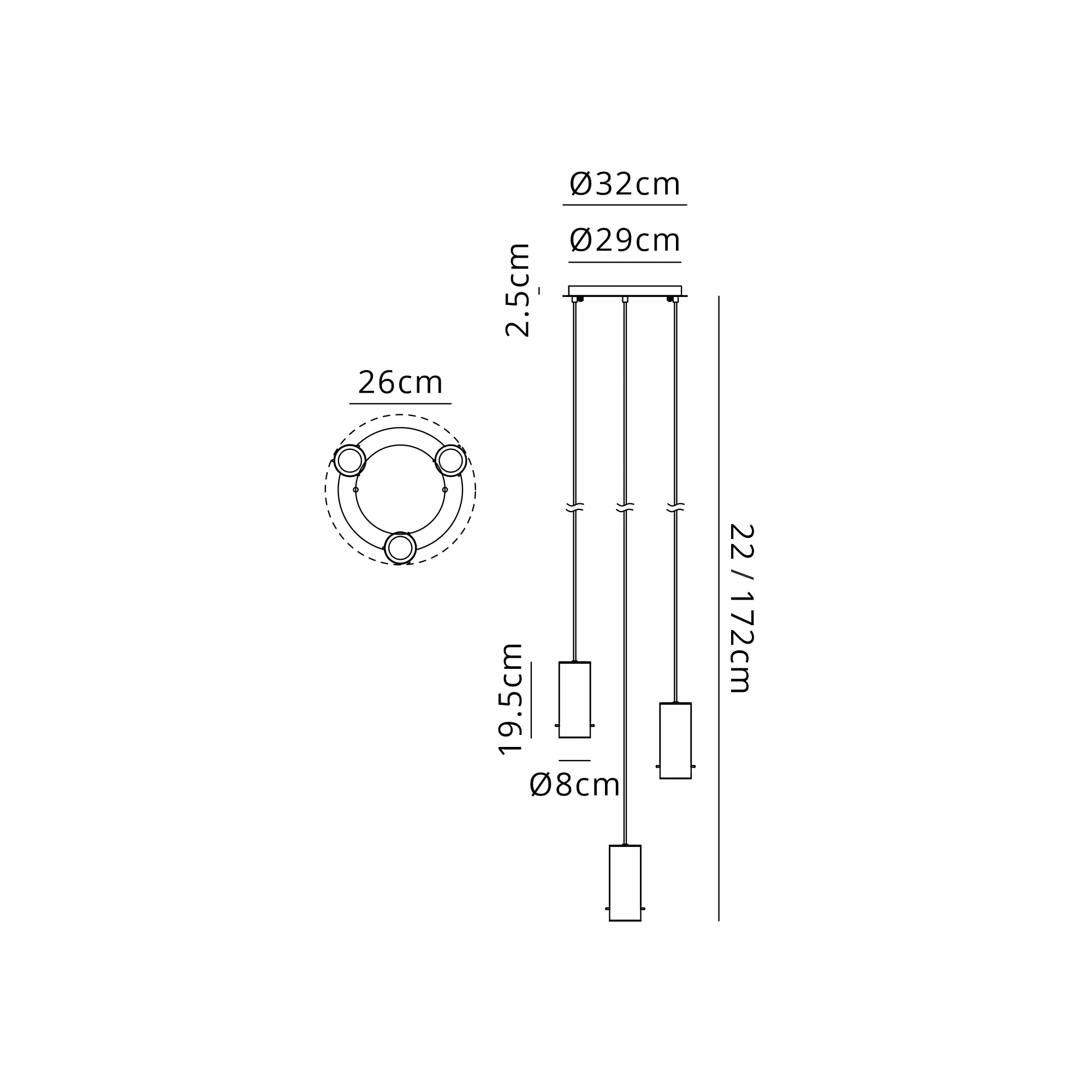 Camden 3/5 Lt Round Pendant In Various Finishes
