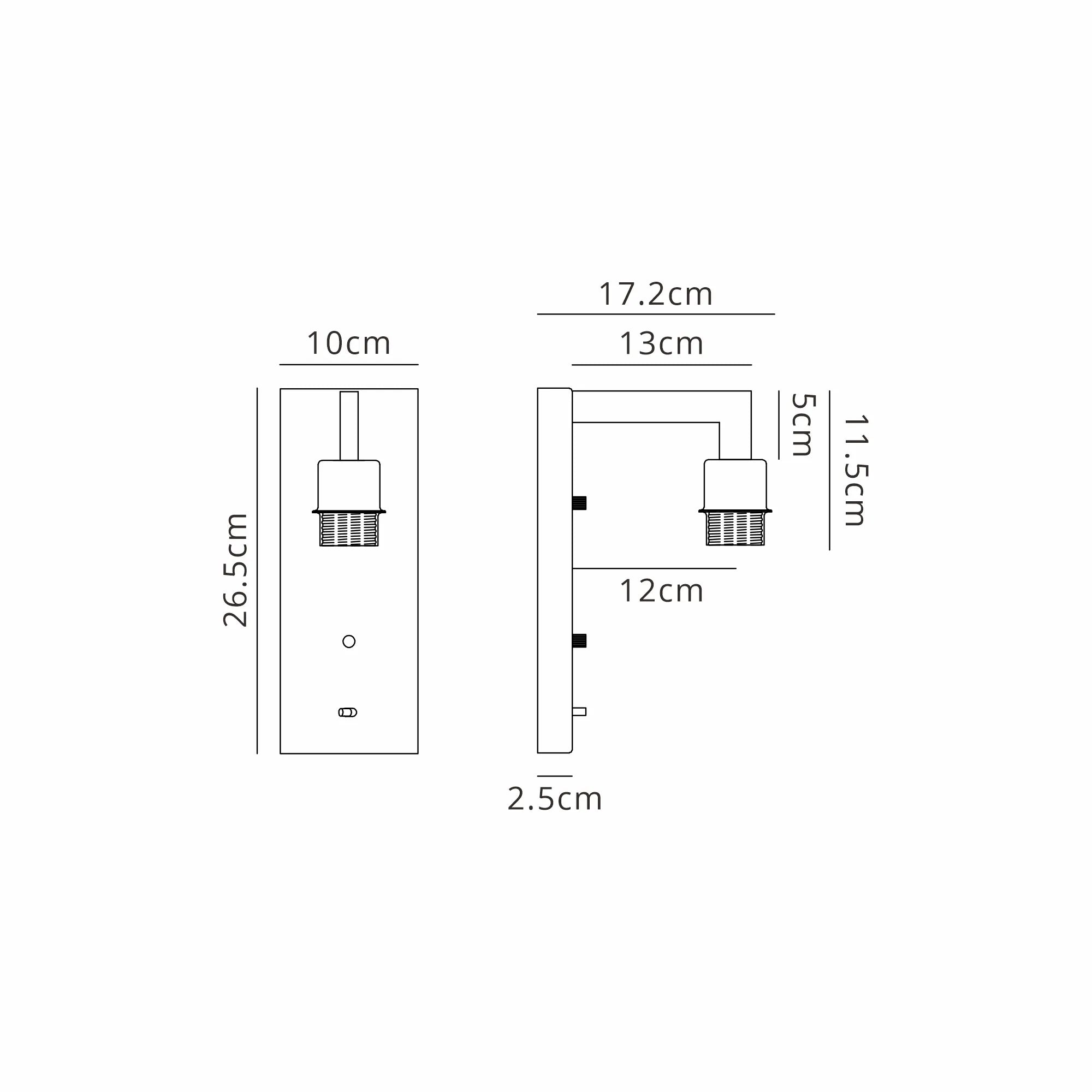 Braxton Wall Lamp Over Arm Without Shade, 1 Light E27