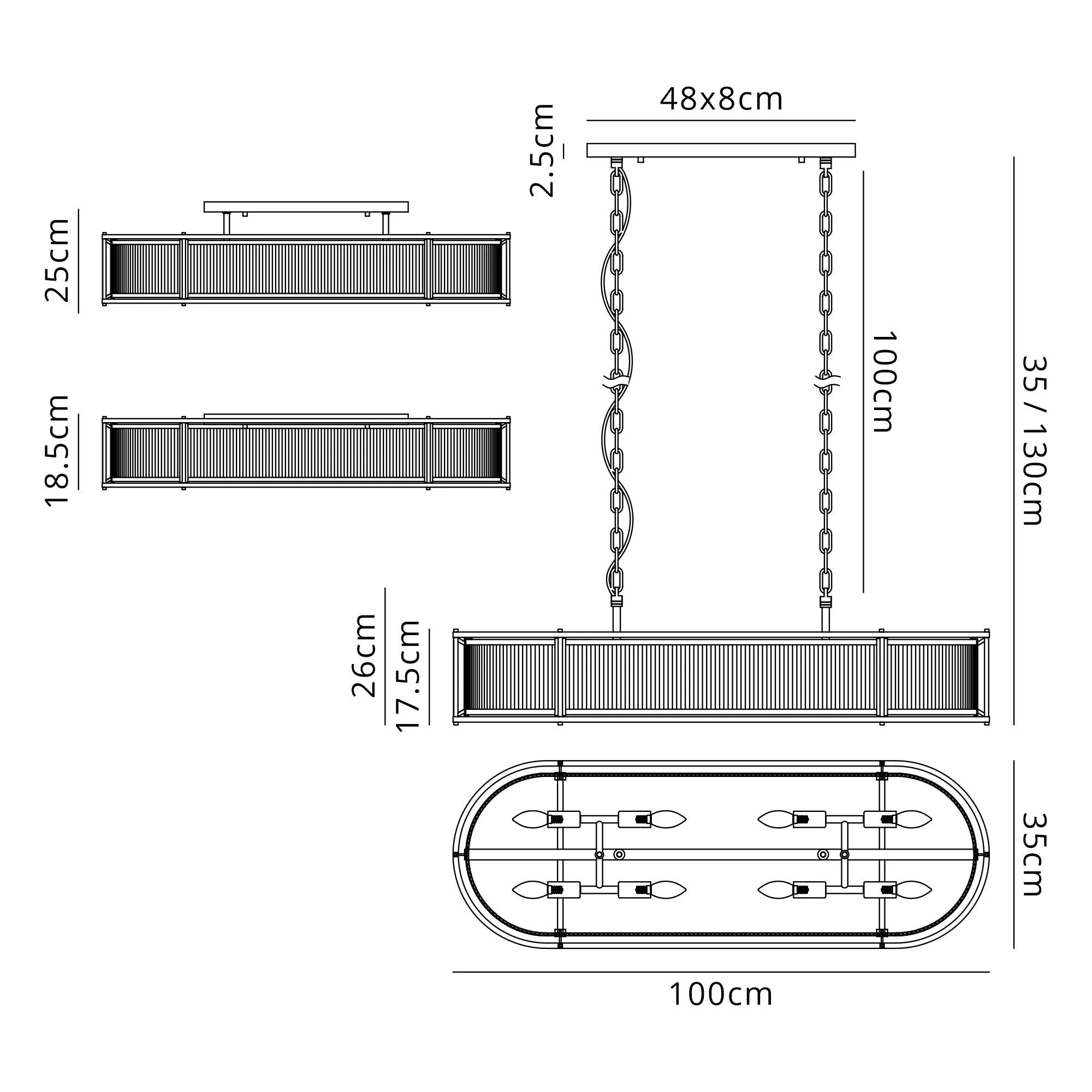 Luiz IP20 Hanging Pendant - 35cm and 50cm - Various Finishes