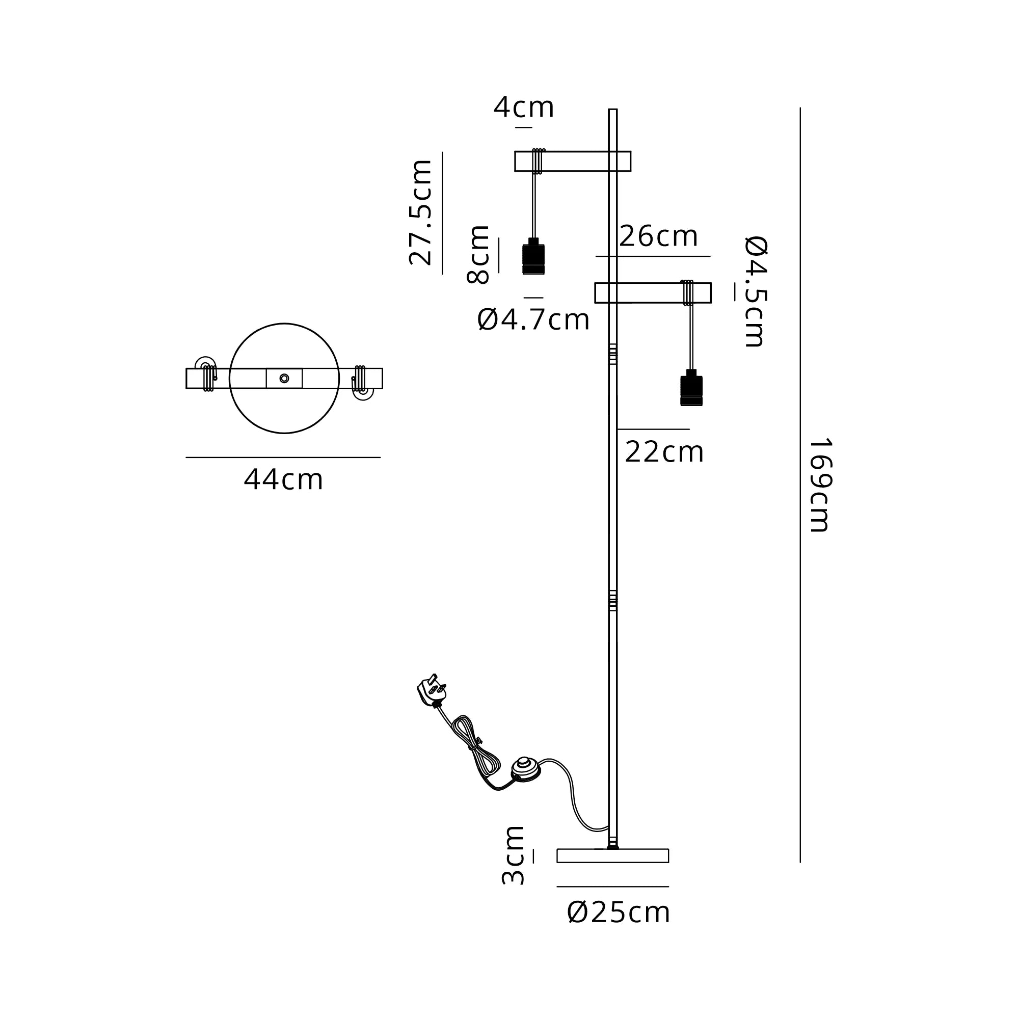 Kyoto Floor Lamp, 2 x E27- Painted Matt Bronze/ Pewter Finishes