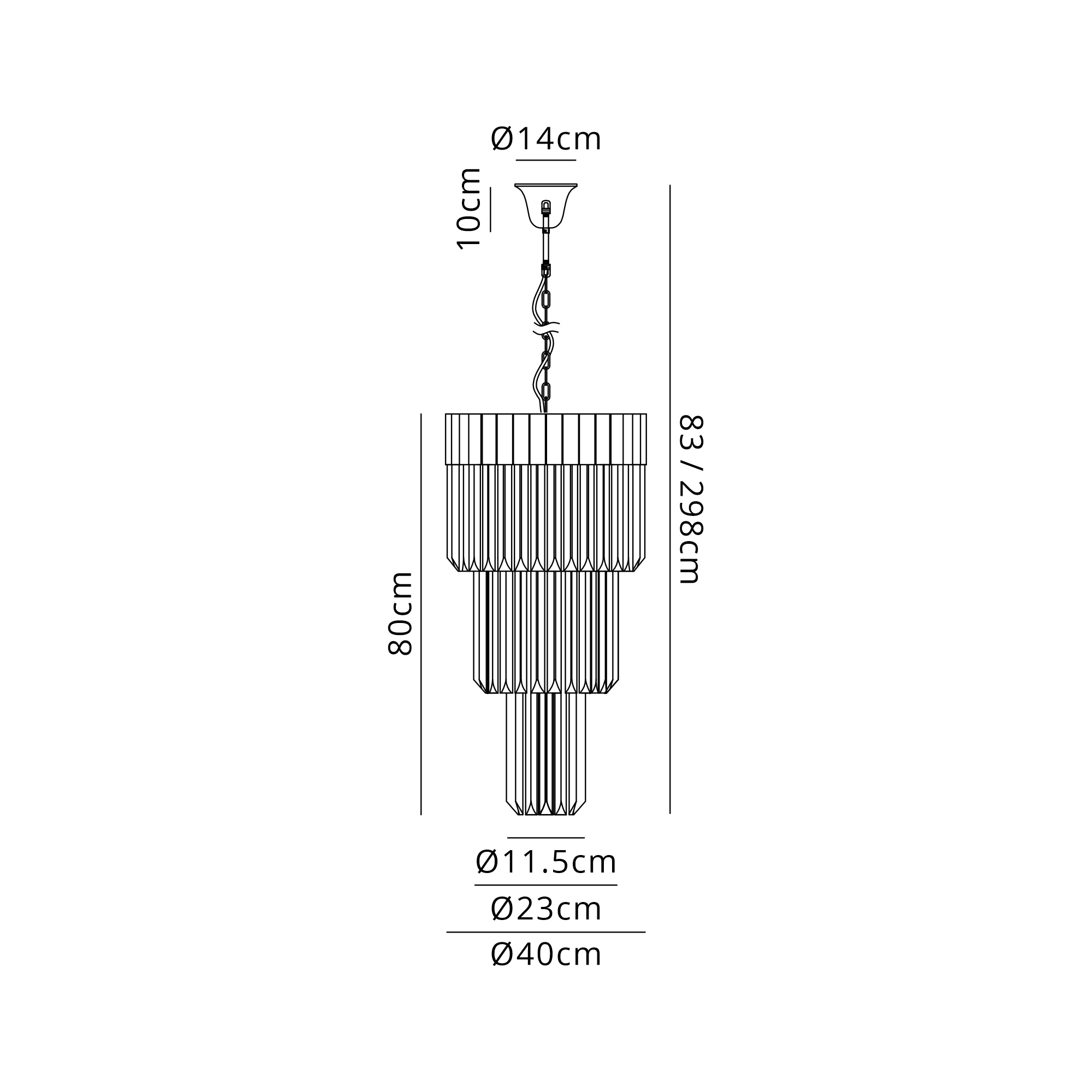Georgia 40cm Chandelier Round 3 Tier 8 Light - Various Finishes