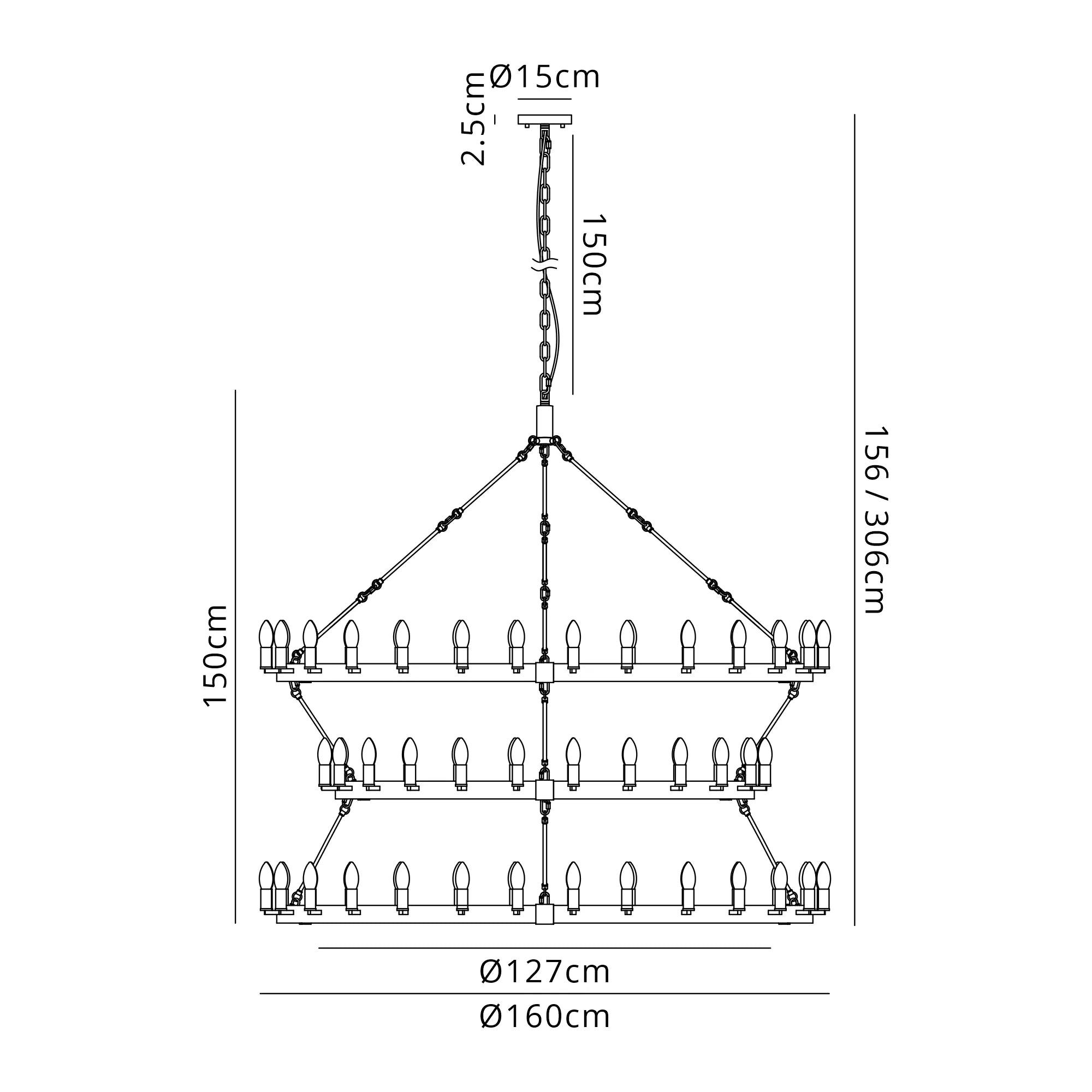 Blare 78/84 Light Chandelier- Various Finishes