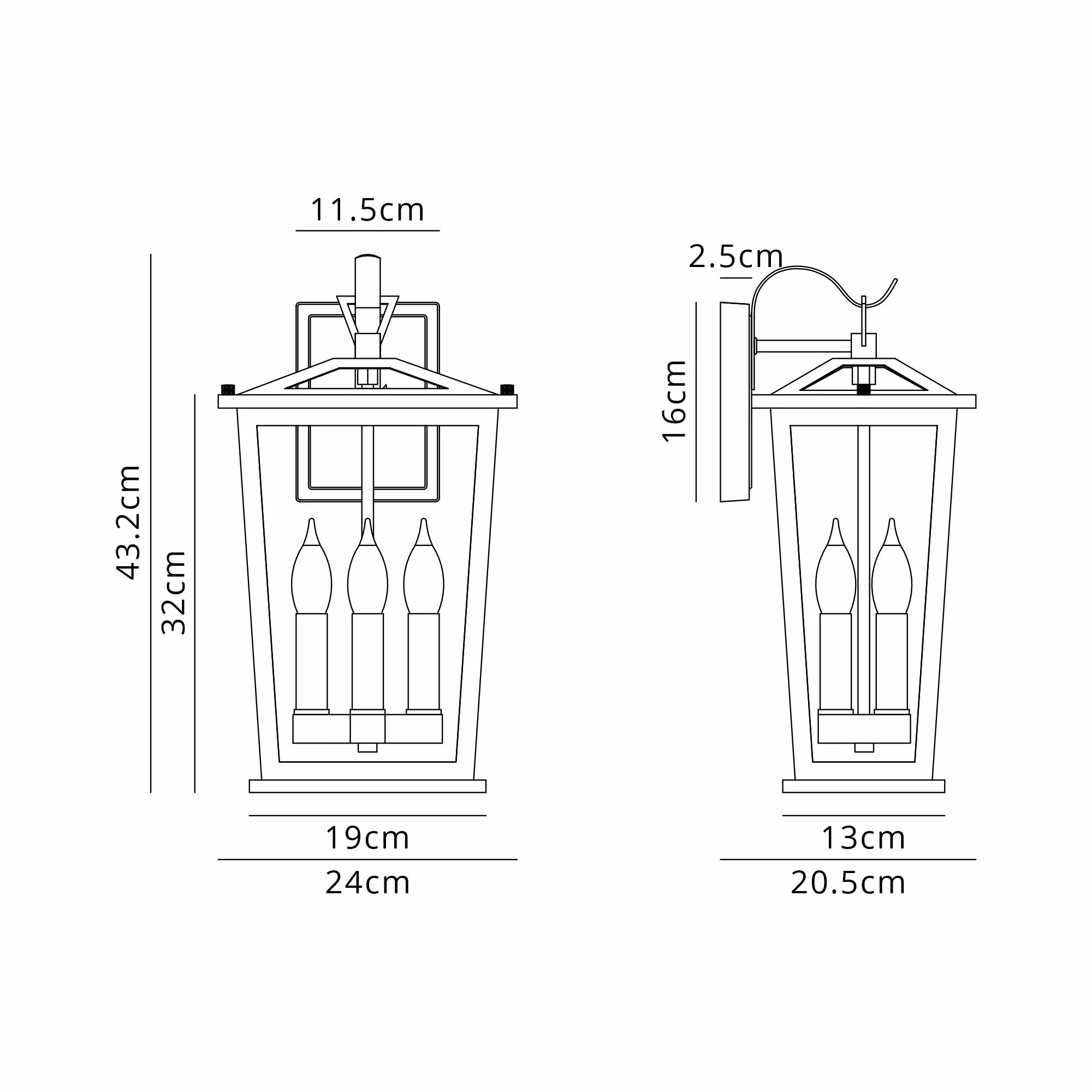 Bury Down Tapered Rectangle Wall Lamp- Satin Black/Clear Glass