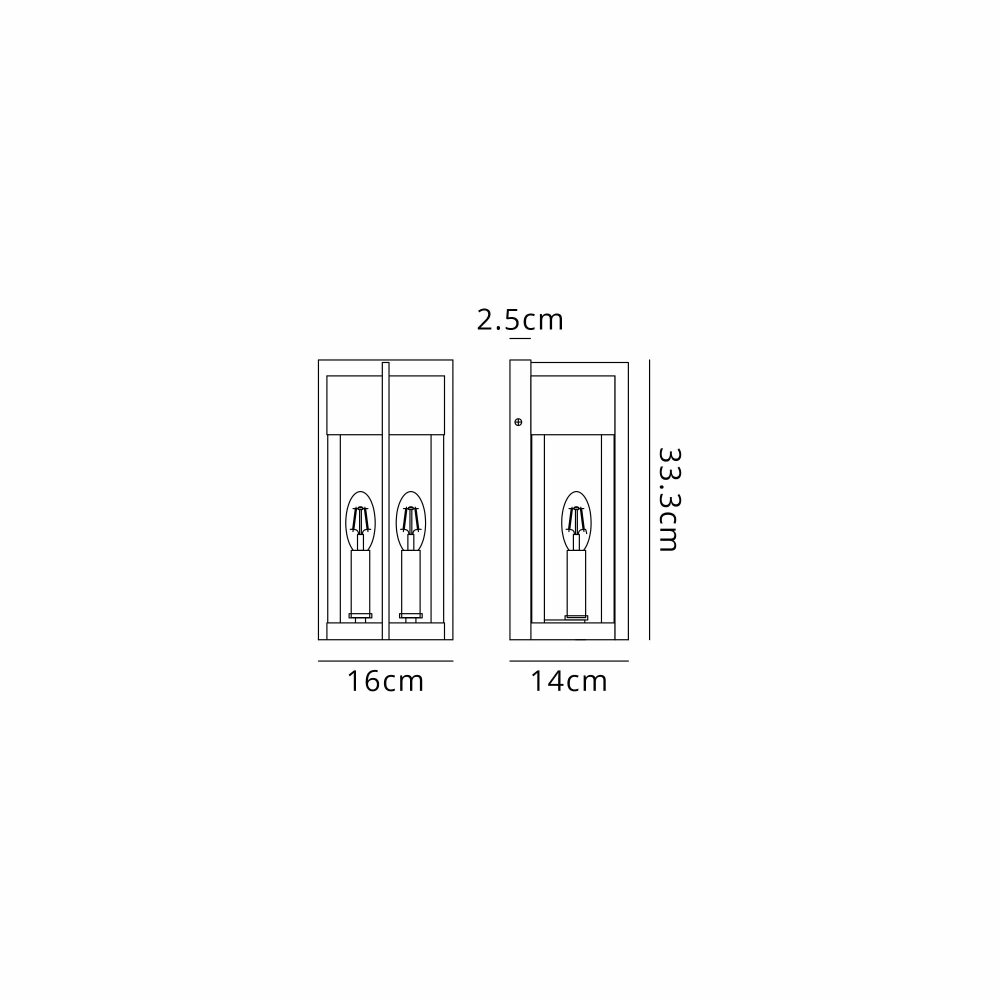 Aisling Rectangular Flush Wall Lamp- Satin Black/Seeded Clear Glass